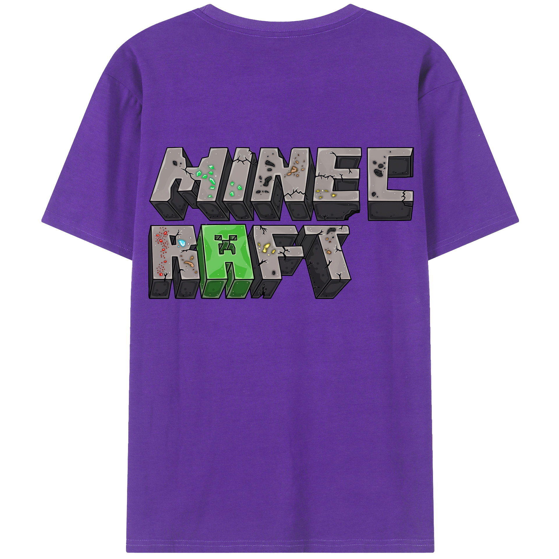 （画像用） マインクラフト ブロックの世界 Minecraft MC Block world 綿100％半袖Tシャツ（背面プリント）