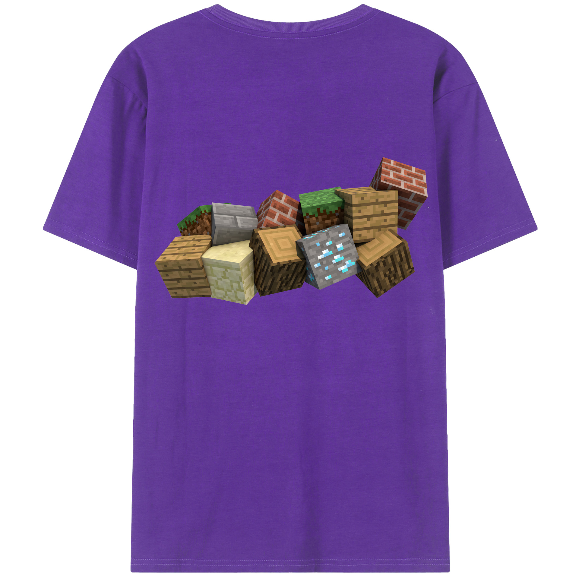 （画像用） マインクラフト ブロックの世界 Minecraft MC Block world 綿100％半袖Tシャツ（背面プリント）