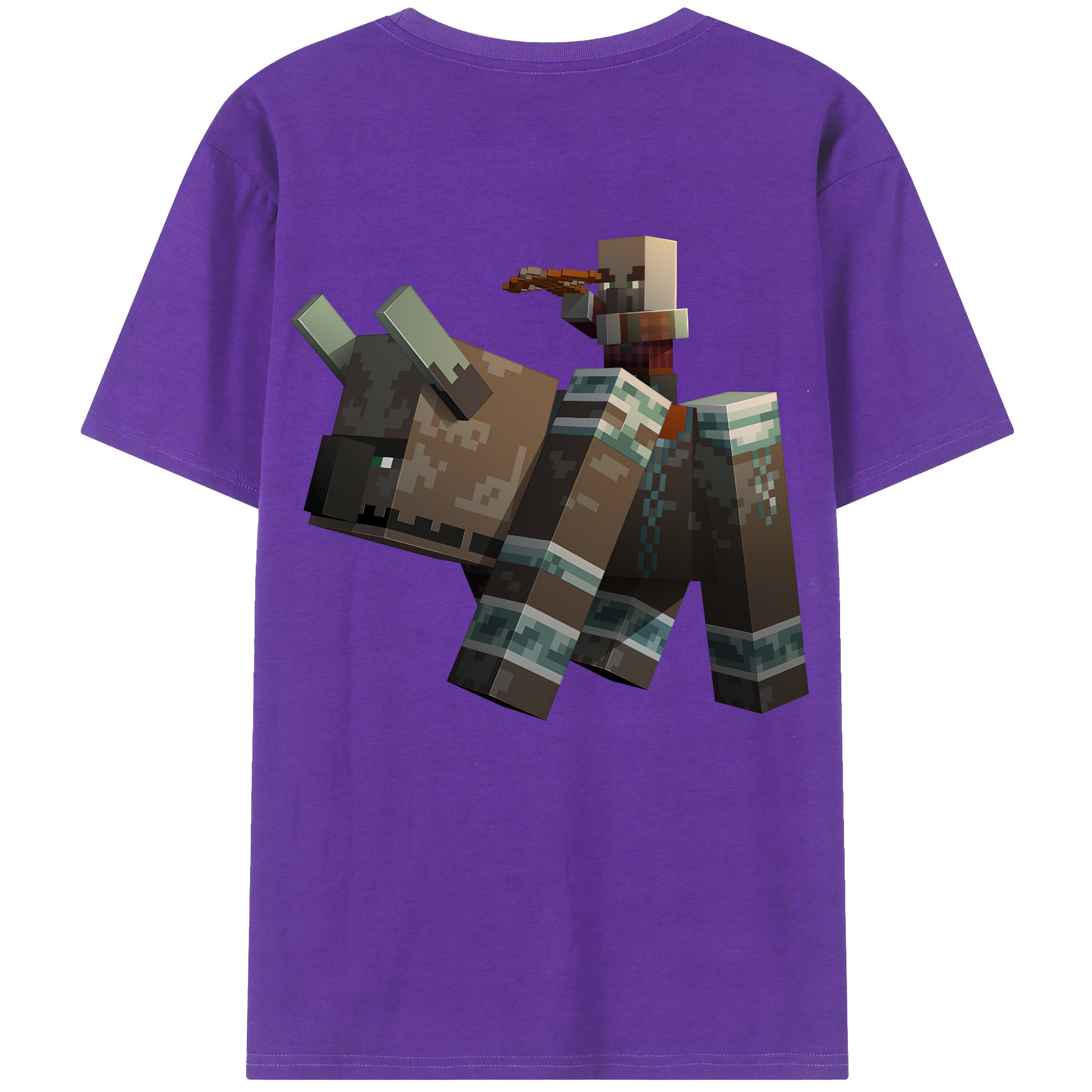 （画像用） マインクラフト ブロックの世界 Minecraft MC Block world 綿100％半袖Tシャツ（背面プリント）