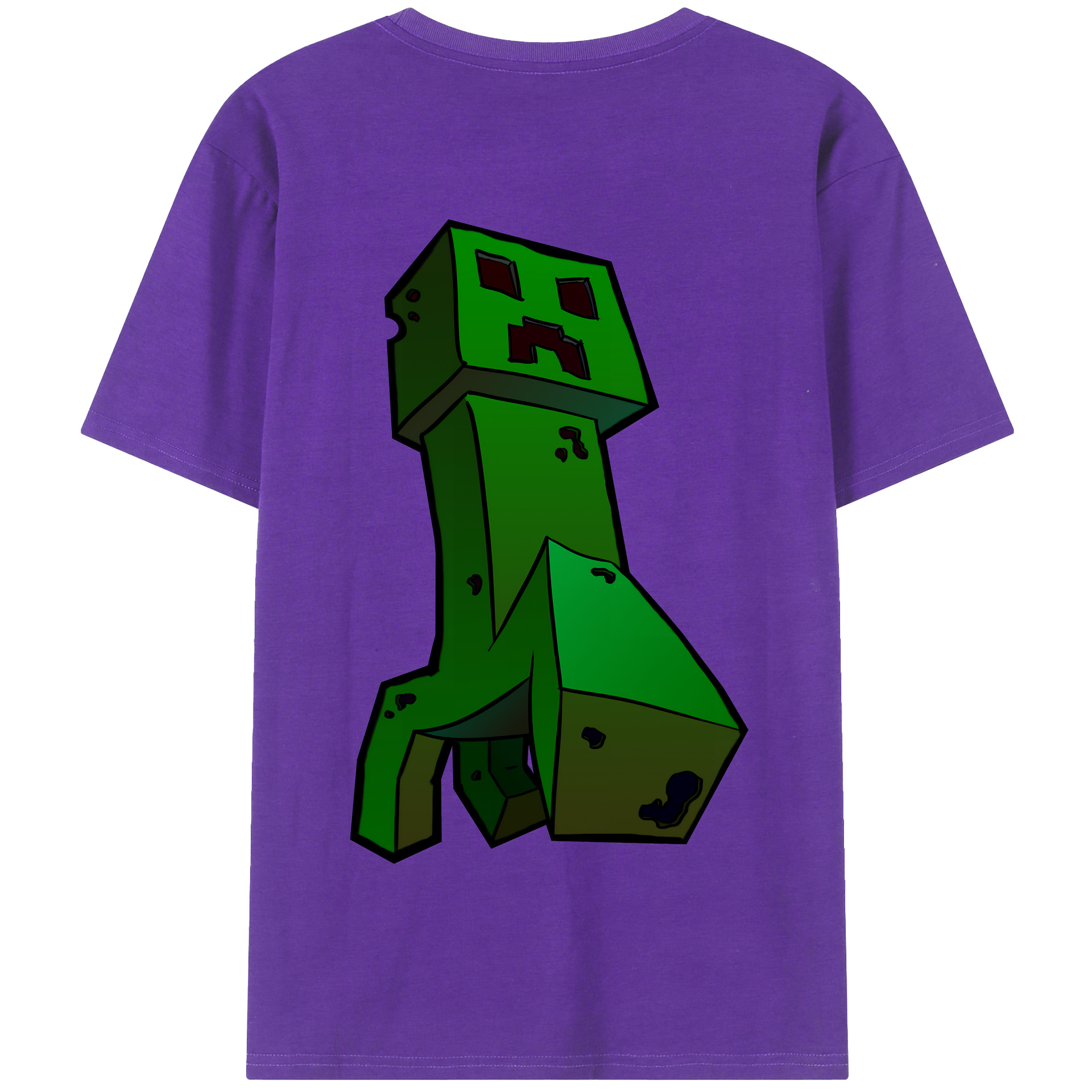（画像用） マインクラフト ブロックの世界 Minecraft MC Block world 綿100％半袖Tシャツ（背面プリント）