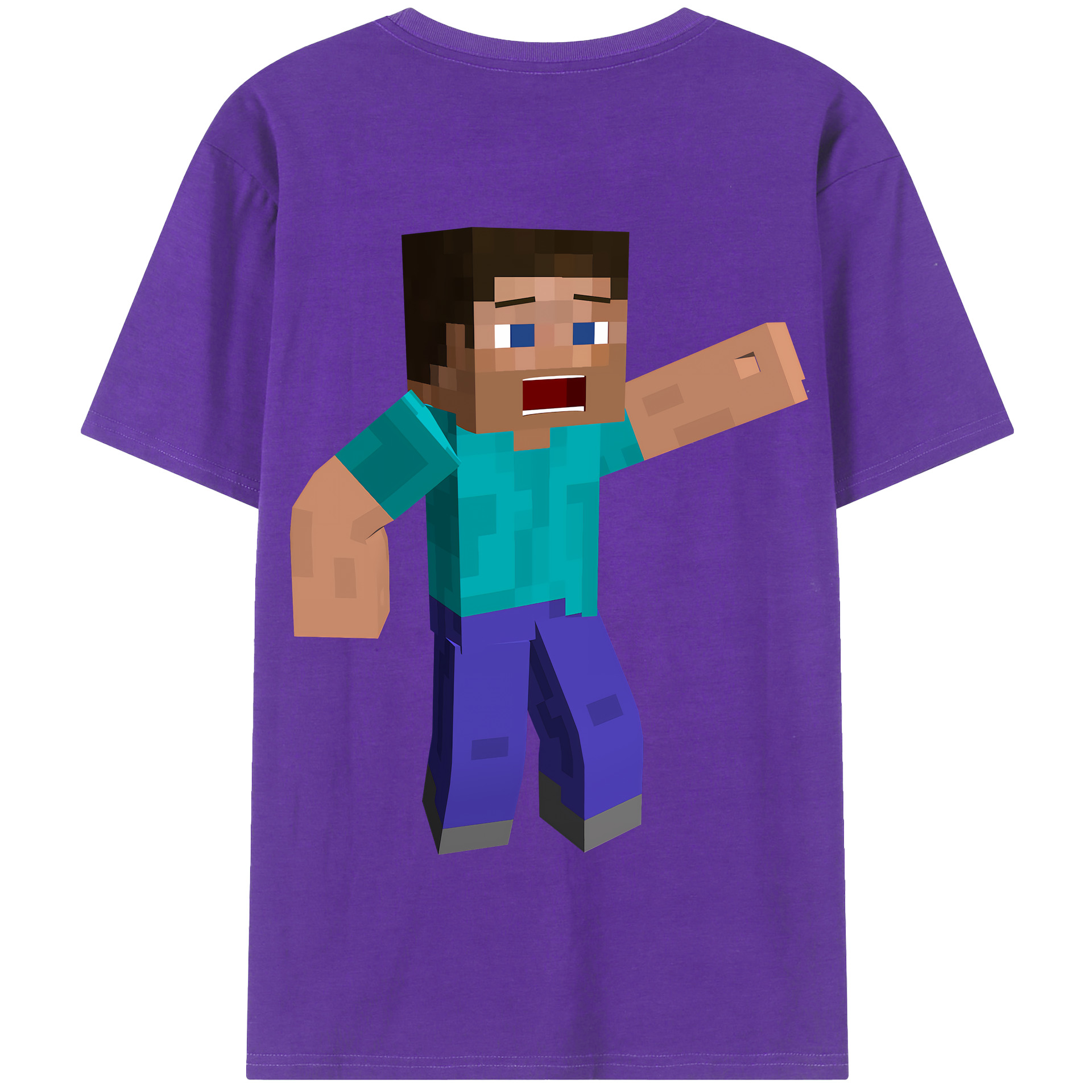 （画像用） マインクラフト ブロックの世界 Minecraft MC Block world 綿100％半袖Tシャツ（背面プリント）