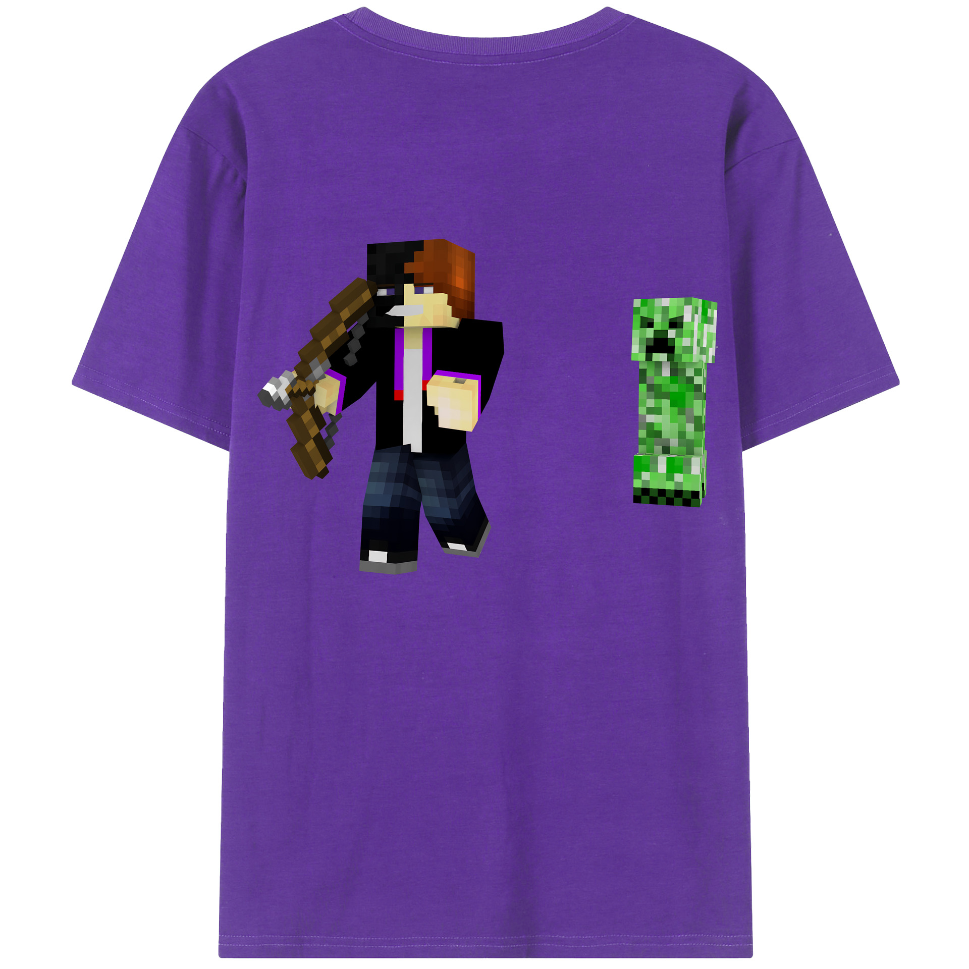 （画像用） マインクラフト ブロックの世界 Minecraft MC Block world 綿100％半袖Tシャツ（背面プリント）