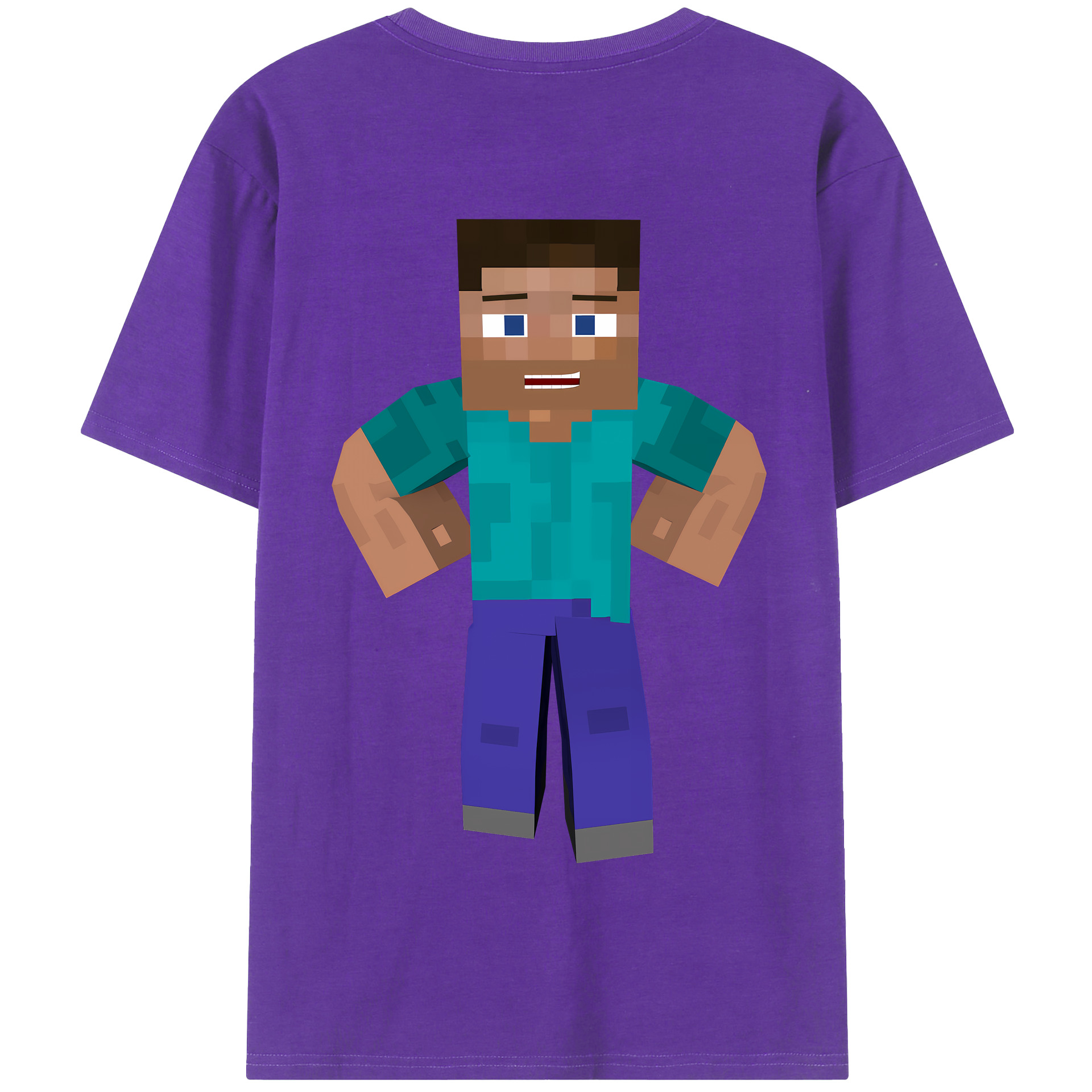 （画像用） マインクラフト ブロックの世界 Minecraft MC Block world 綿100％半袖Tシャツ（背面プリント）