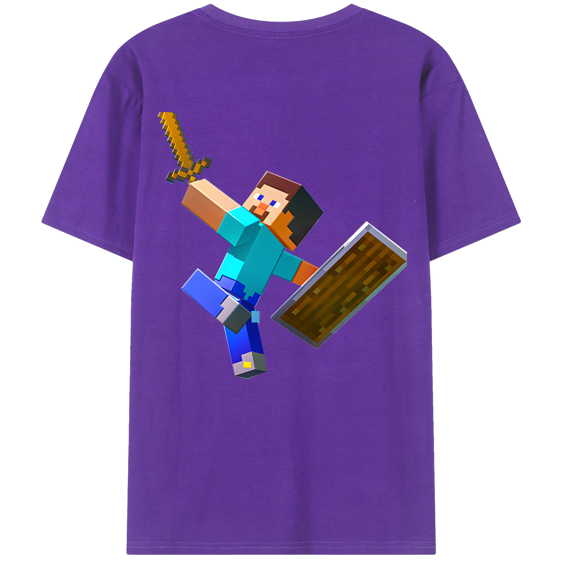 （画像用） マインクラフト ブロックの世界 Minecraft MC Block world 綿100％半袖Tシャツ（背面プリント）