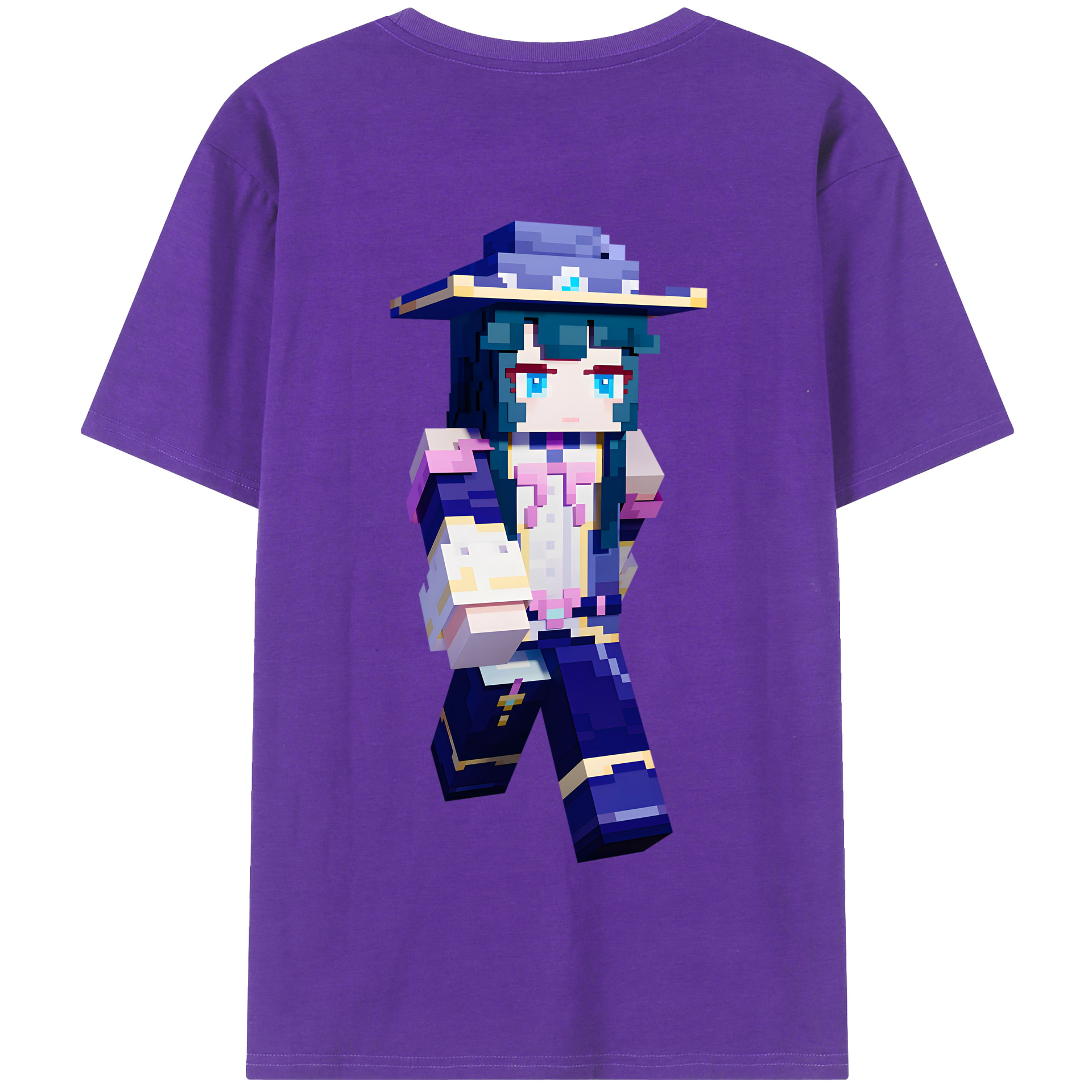 （画像用） マインクラフト ブロックの世界 Minecraft MC Block world 綿100％半袖Tシャツ（背面プリント）