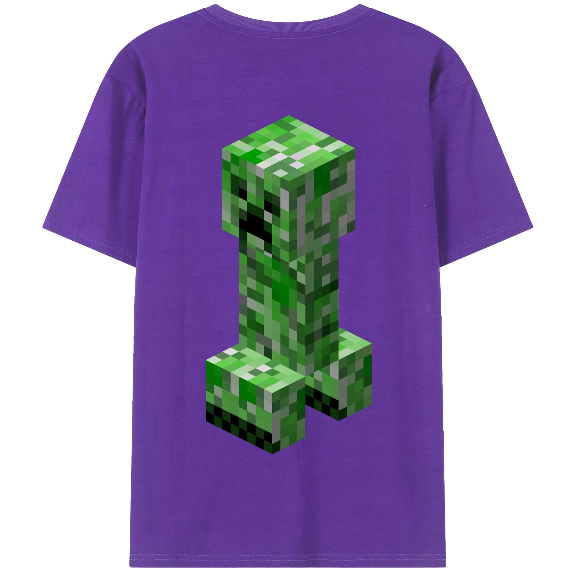 （画像用） マインクラフト ブロックの世界 Minecraft MC Block world 綿100％半袖Tシャツ（背面プリント）