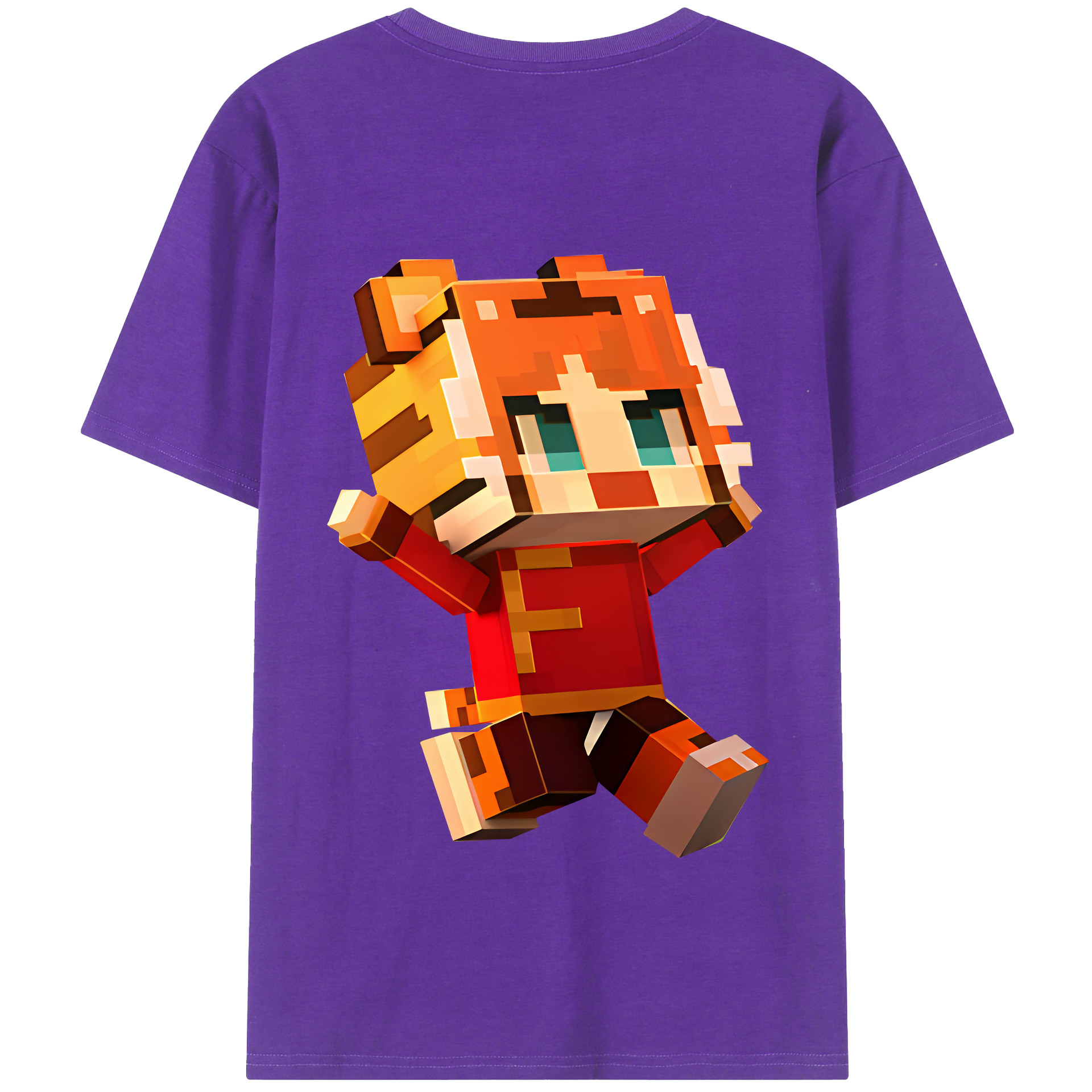 （画像用） マインクラフト ブロックの世界 Minecraft MC Block world 綿100％半袖Tシャツ（背面プリント）