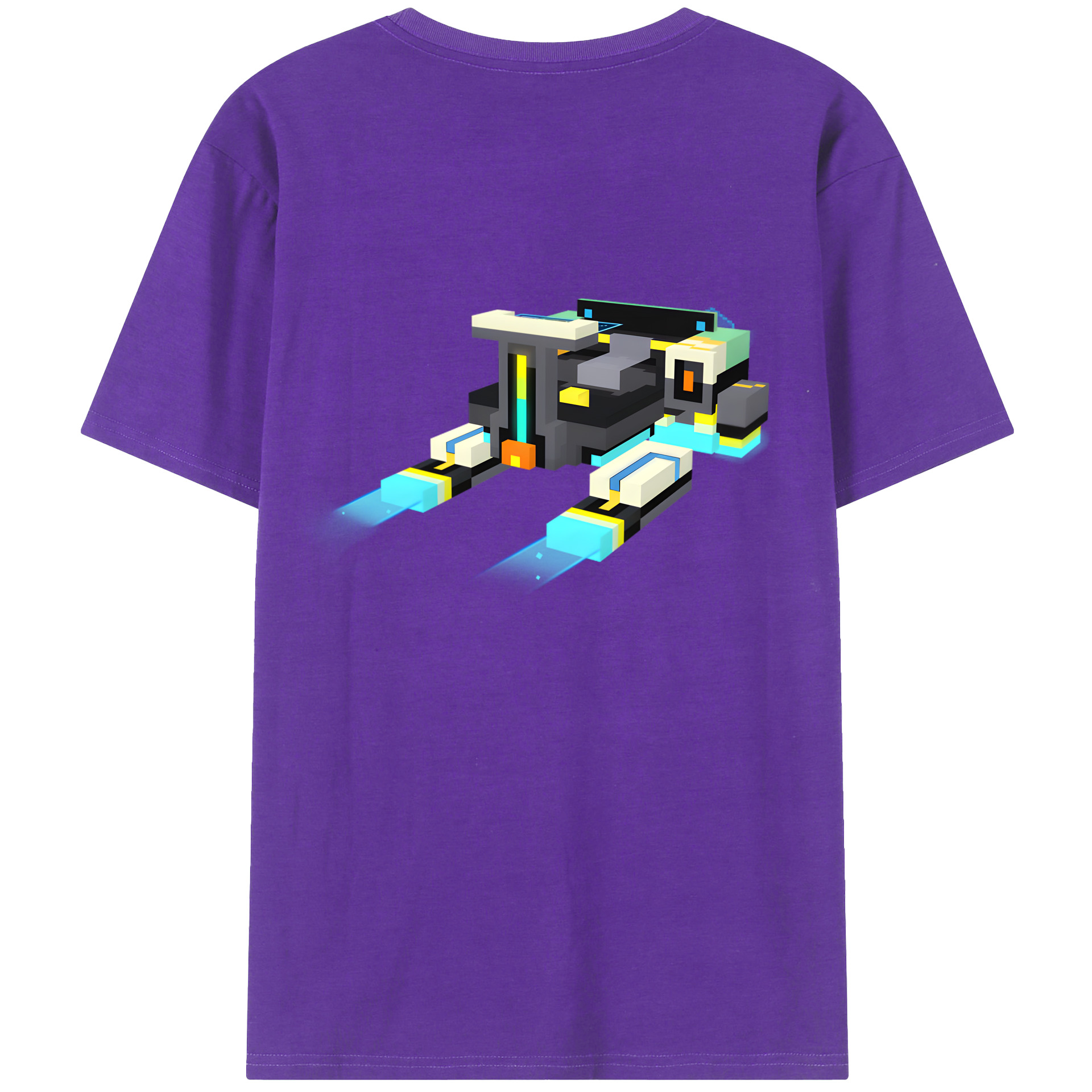 （画像用） マインクラフト ブロックの世界 Minecraft MC Block world 綿100％半袖Tシャツ（背面プリント）