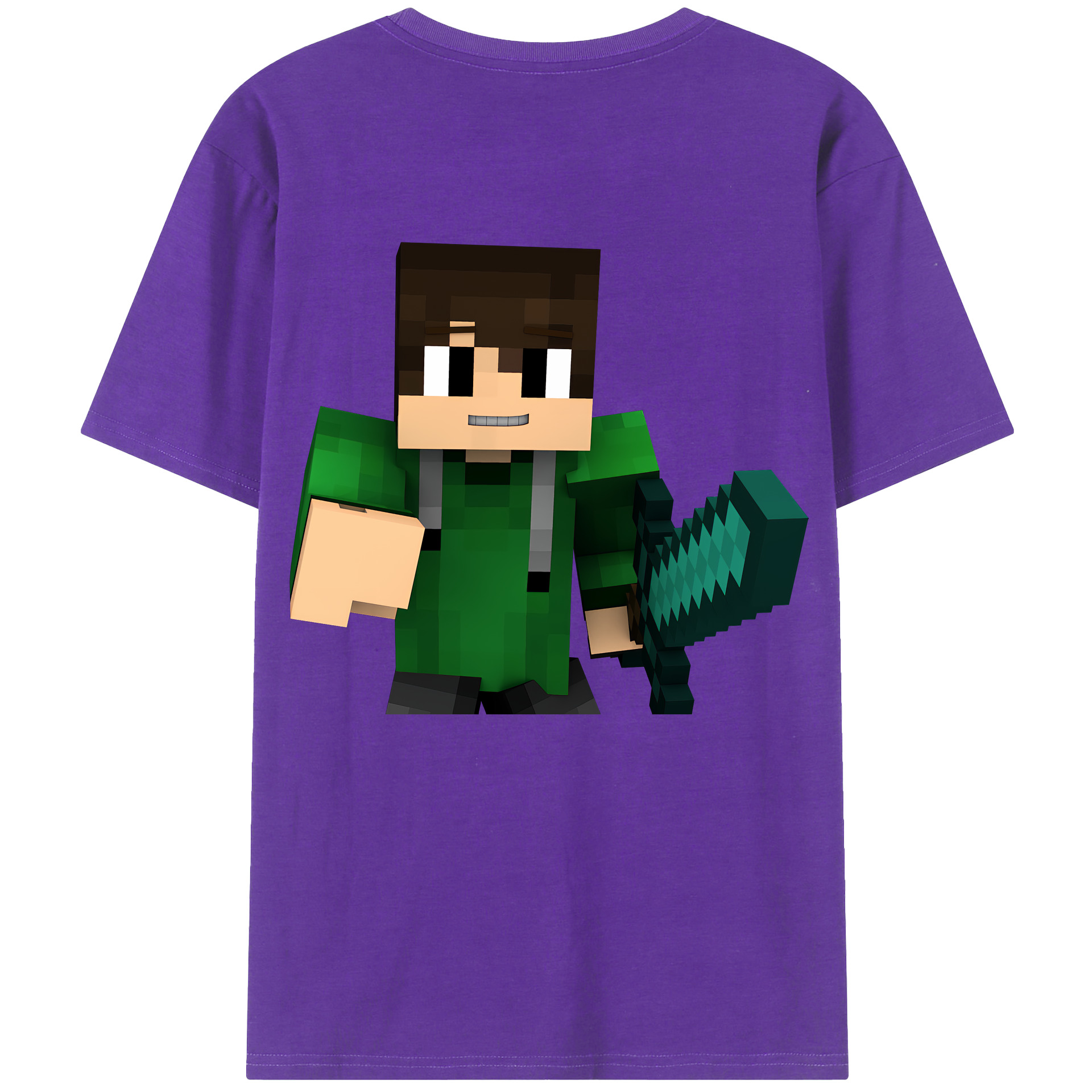 （画像用） マインクラフト ブロックの世界 Minecraft MC Block world 綿100％半袖Tシャツ（背面プリント）