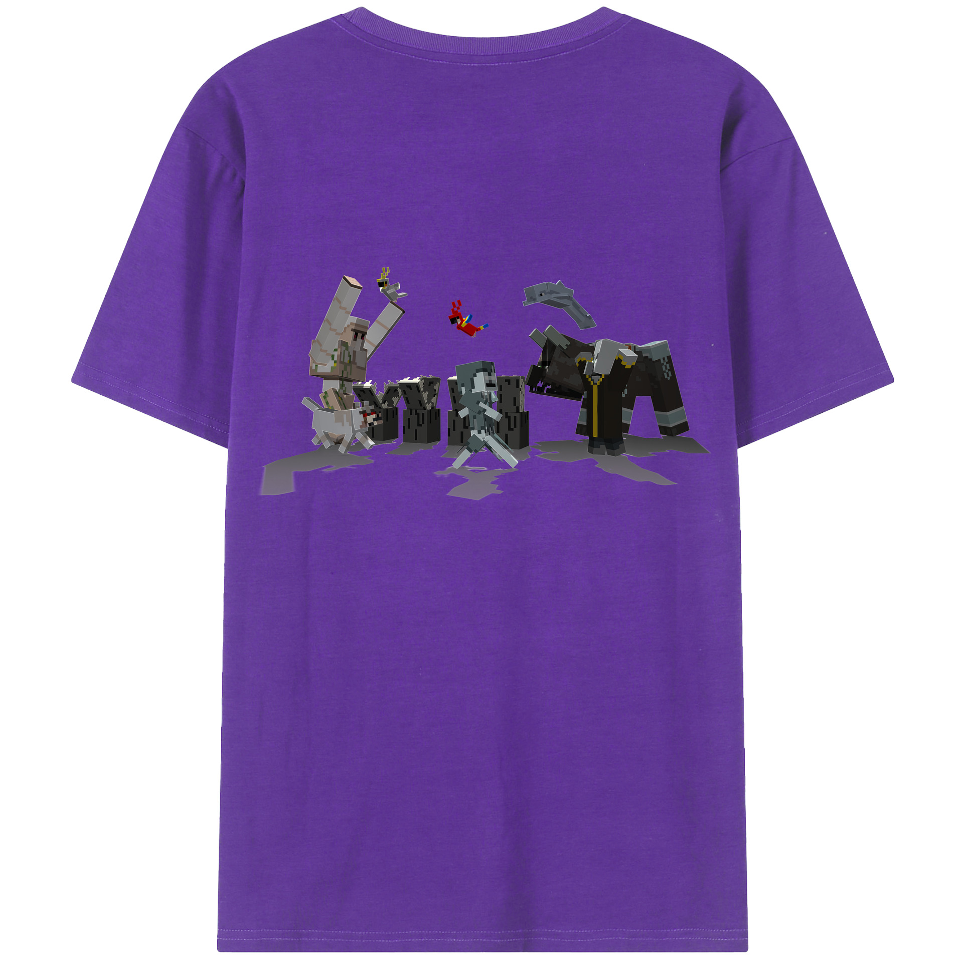 （画像用） マインクラフト ブロックの世界 Minecraft MC Block world 綿100％半袖Tシャツ（背面プリント）