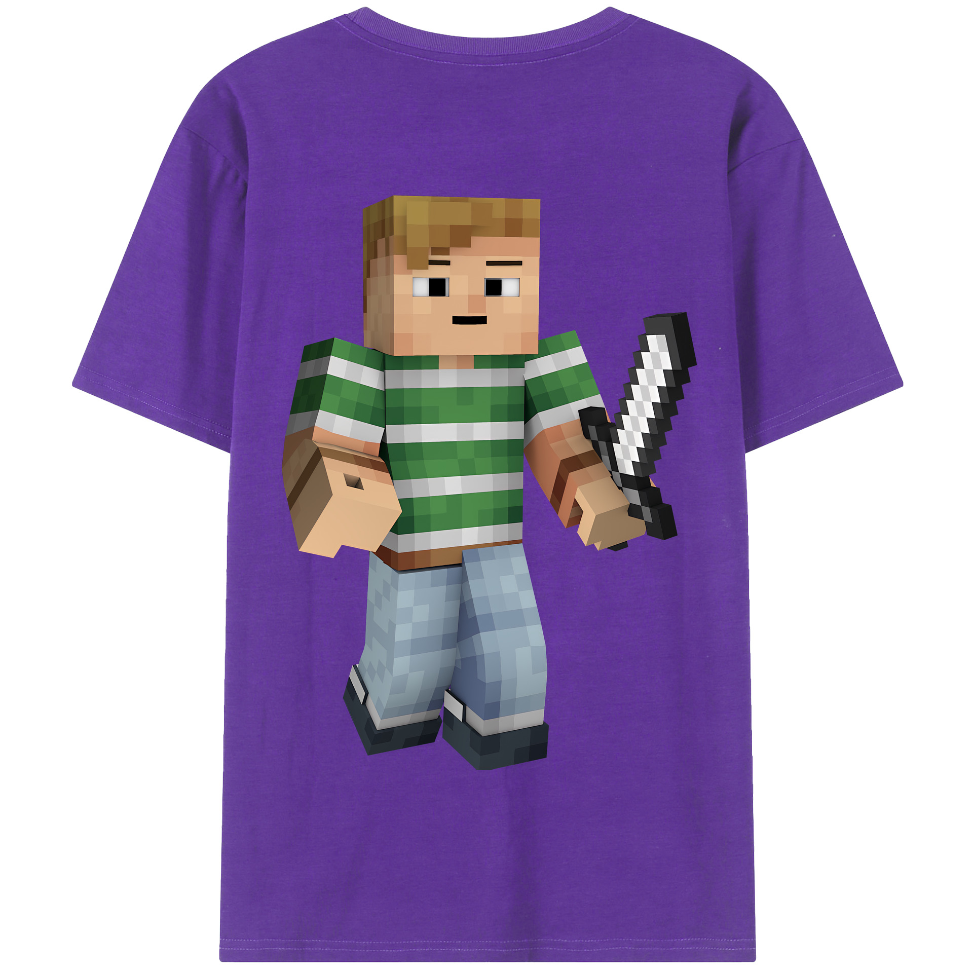（画像用） マインクラフト ブロックの世界 Minecraft MC Block world 綿100％半袖Tシャツ（背面プリント）