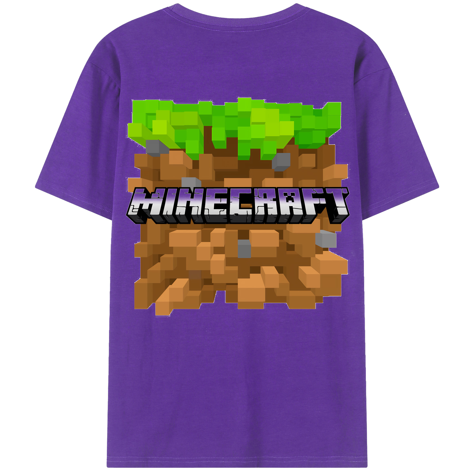 （画像用） マインクラフト ブロックの世界 Minecraft MC Block world 綿100％半袖Tシャツ（背面プリント）
