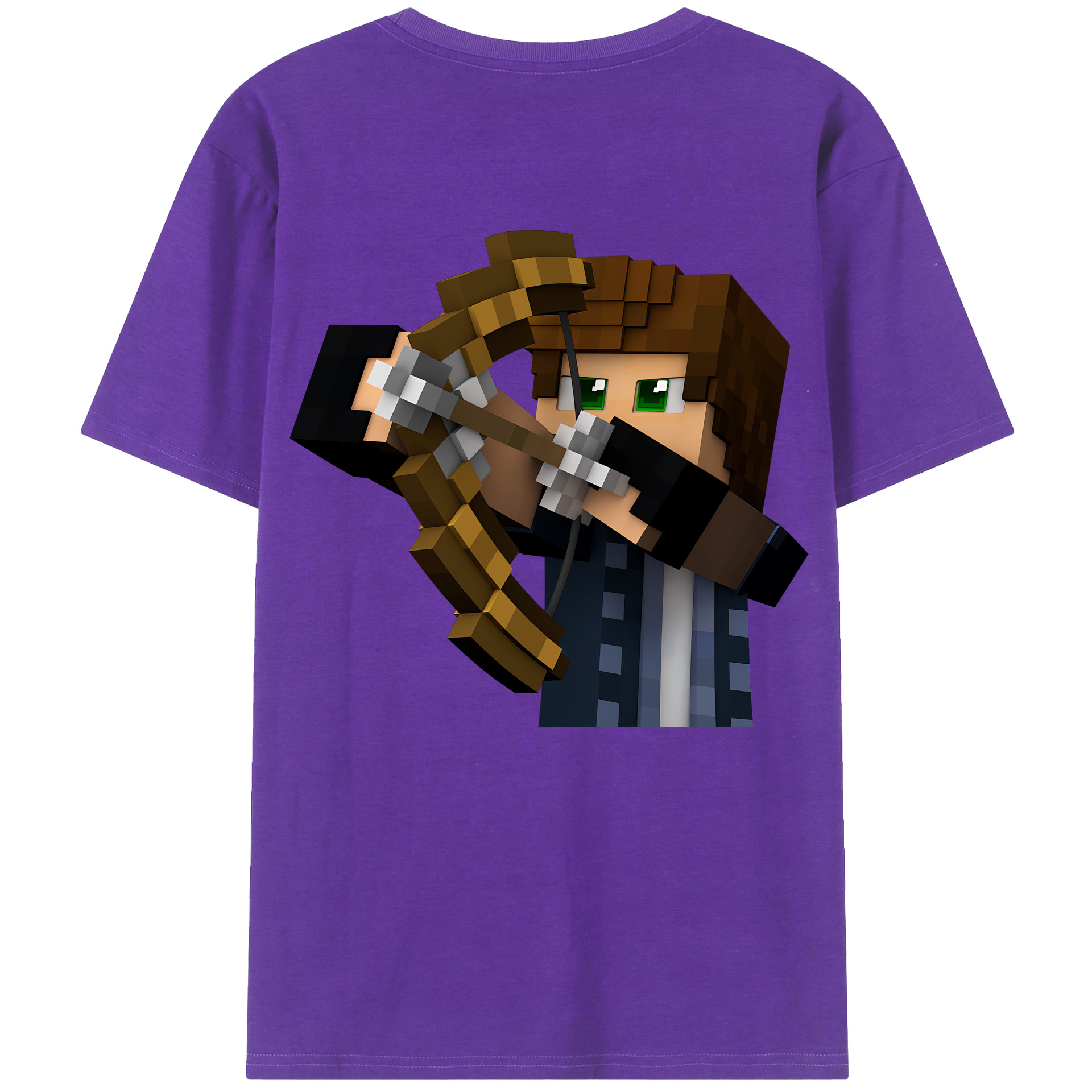 （画像用） マインクラフト ブロックの世界 Minecraft MC Block world 綿100％半袖Tシャツ（背面プリント）