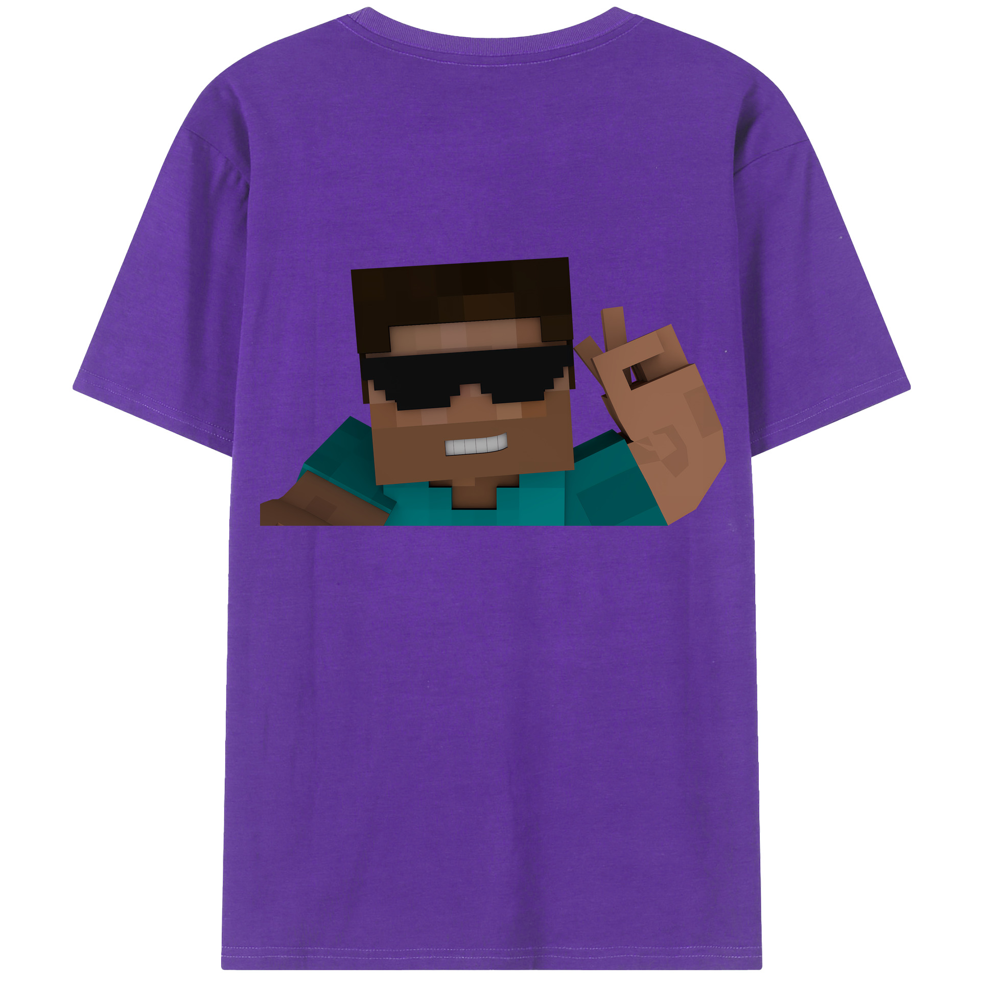（画像用） マインクラフト ブロックの世界 Minecraft MC Block world 綿100％半袖Tシャツ（背面プリント）