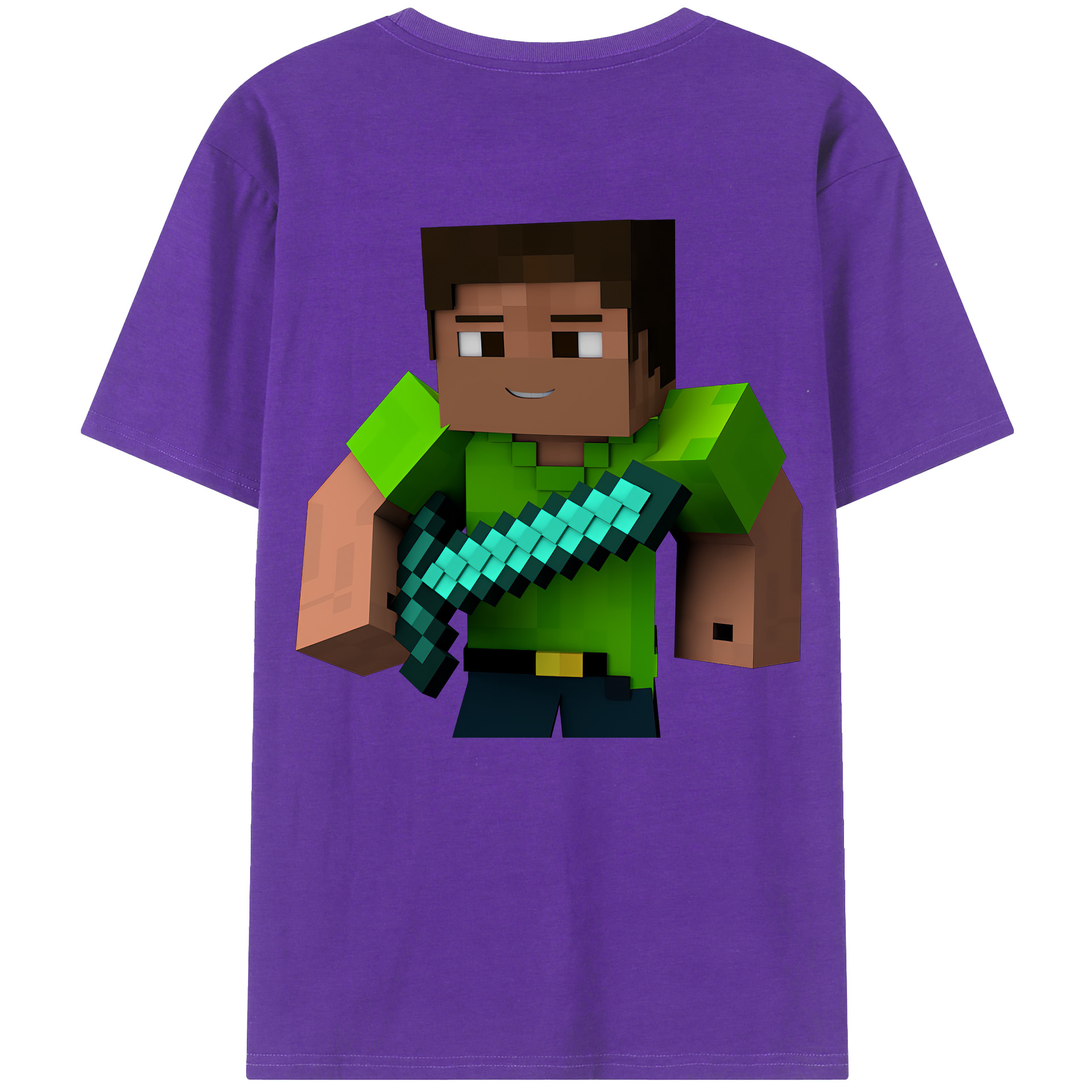 （画像用） マインクラフト ブロックの世界 Minecraft MC Block world 綿100％半袖Tシャツ（背面プリント）