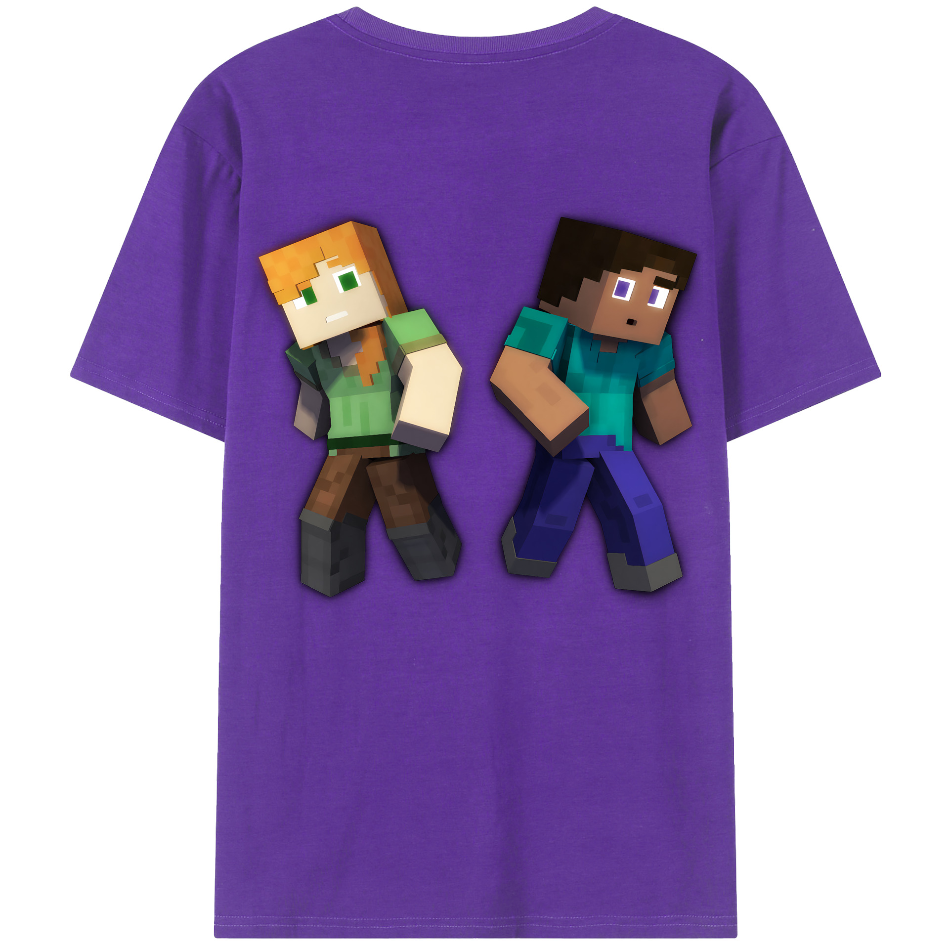 （画像用） マインクラフト ブロックの世界 Minecraft MC Block world 綿100％半袖Tシャツ（背面プリント）