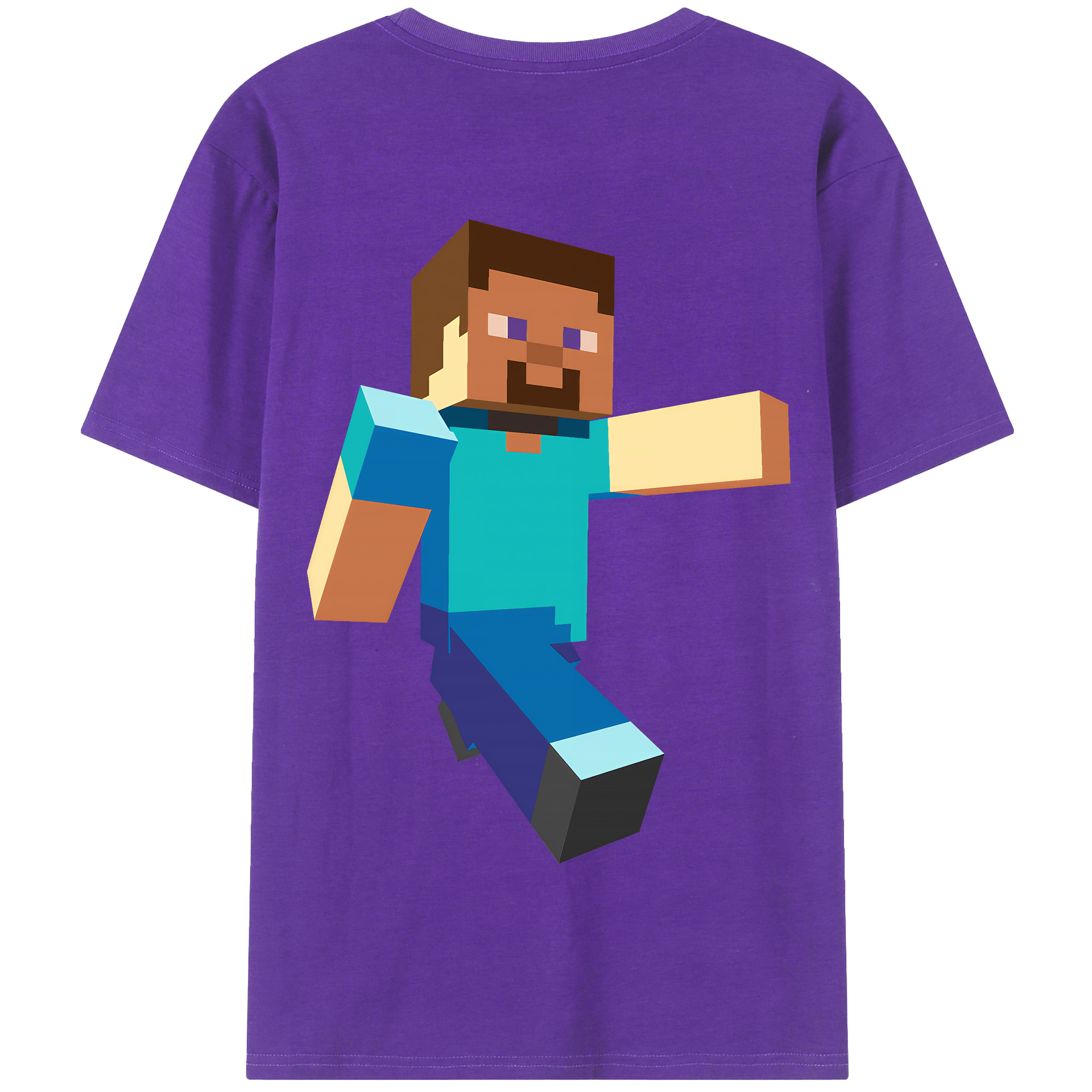 （画像用） マインクラフト ブロックの世界 Minecraft MC Block world 綿100％半袖Tシャツ（背面プリント）
