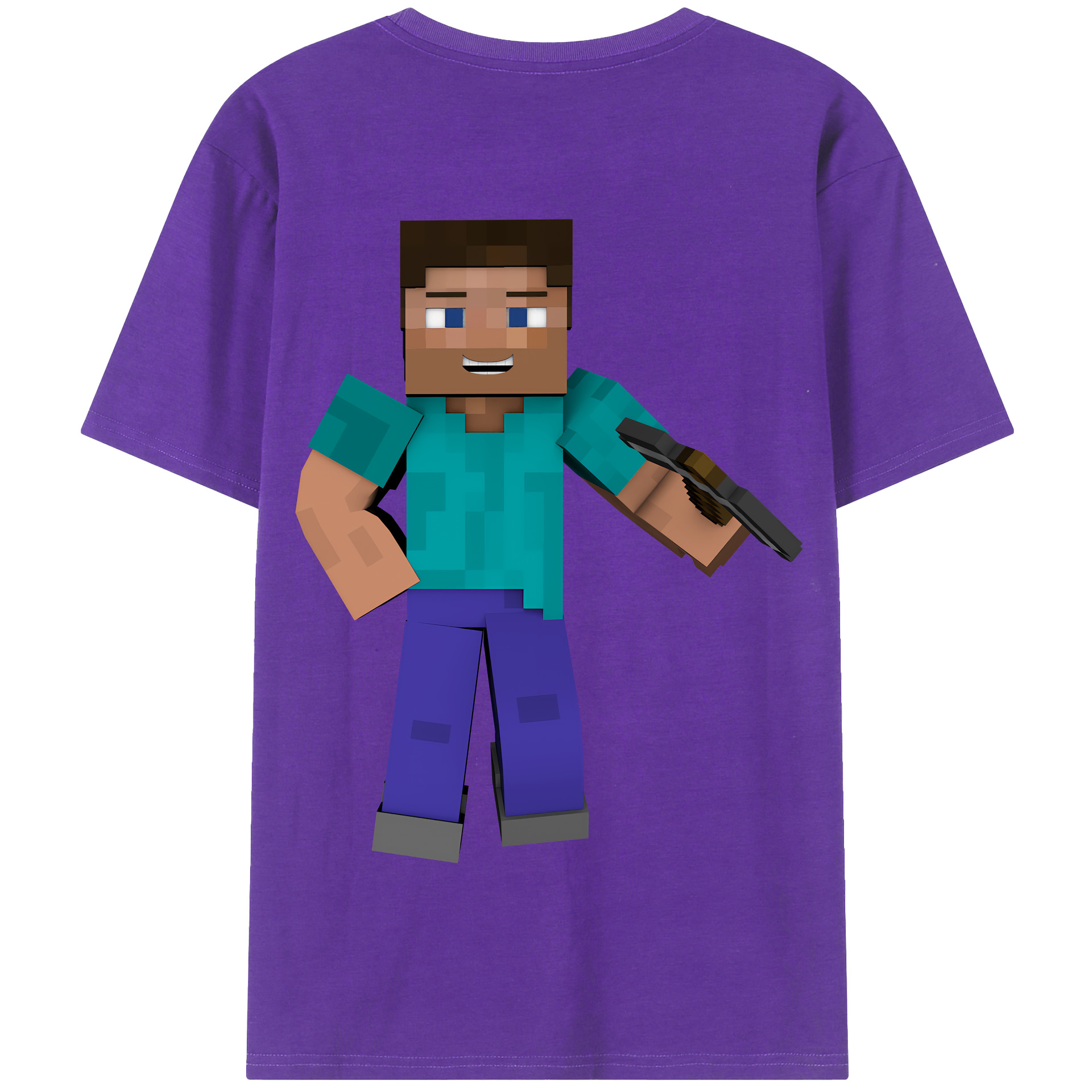 （画像用） マインクラフト ブロックの世界 Minecraft MC Block world 綿100％半袖Tシャツ（背面プリント）