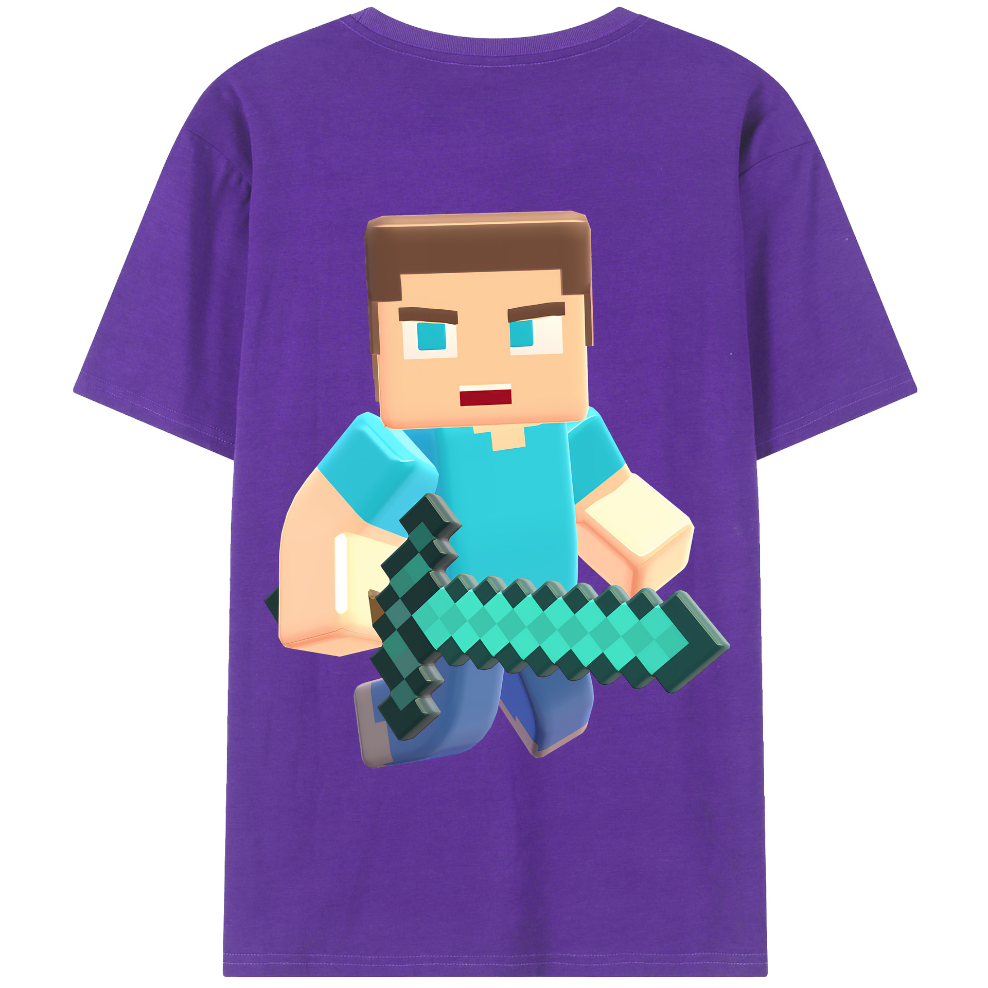 （画像用） マインクラフト ブロックの世界 Minecraft MC Block world 綿100％半袖Tシャツ（背面プリント）