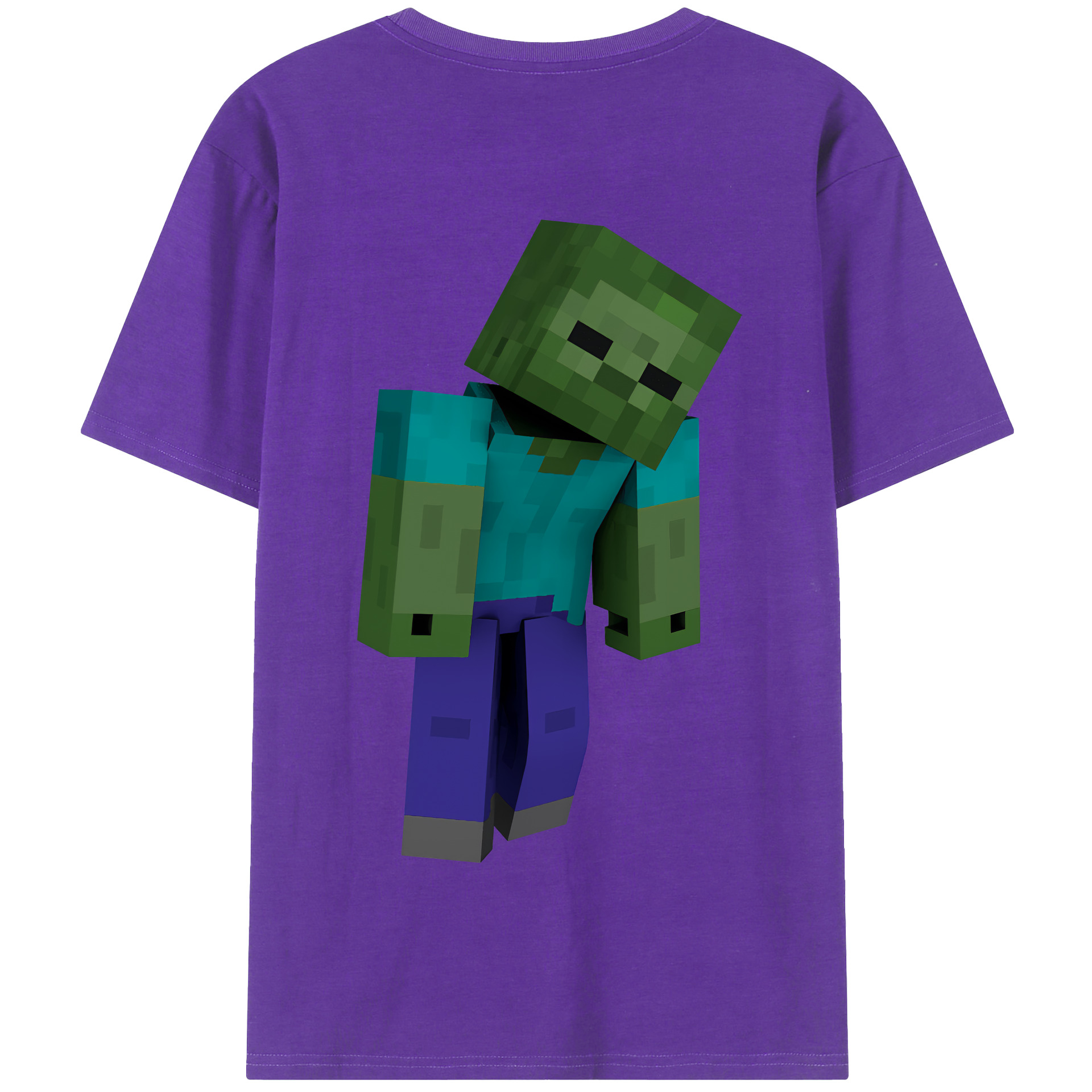 （画像用） マインクラフト ブロックの世界 Minecraft MC Block world 綿100％半袖Tシャツ（背面プリント）