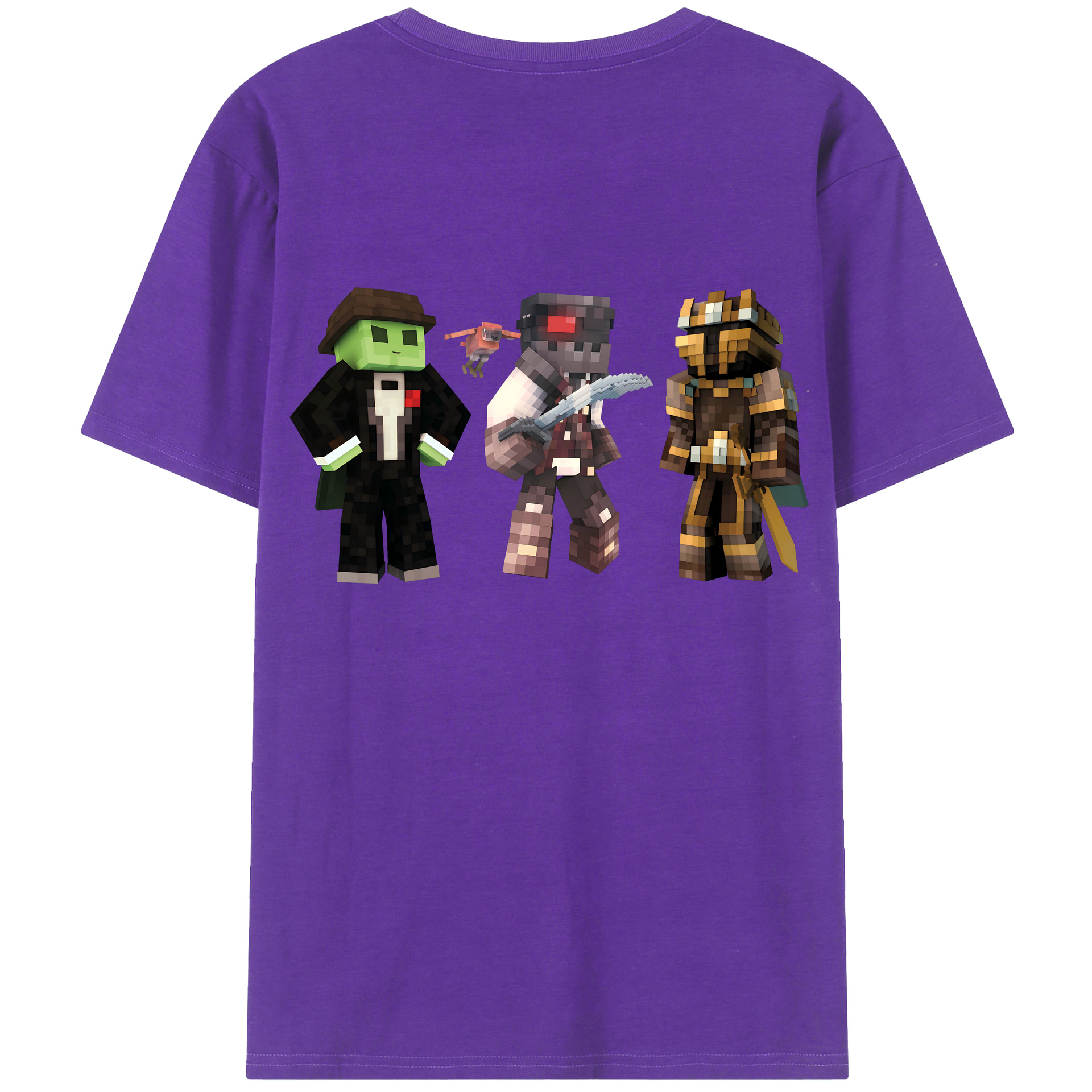 （画像用） マインクラフト ブロックの世界 Minecraft MC Block world 綿100％半袖Tシャツ（背面プリント）