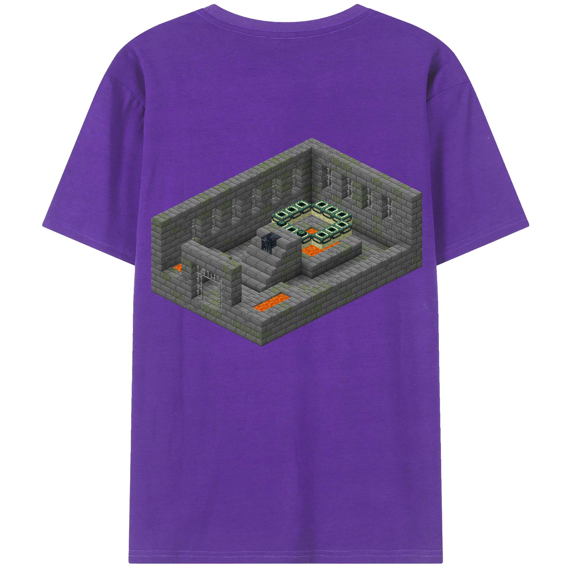 （画像用） マインクラフト ブロックの世界 Minecraft MC Block world 綿100％半袖Tシャツ（背面プリント）