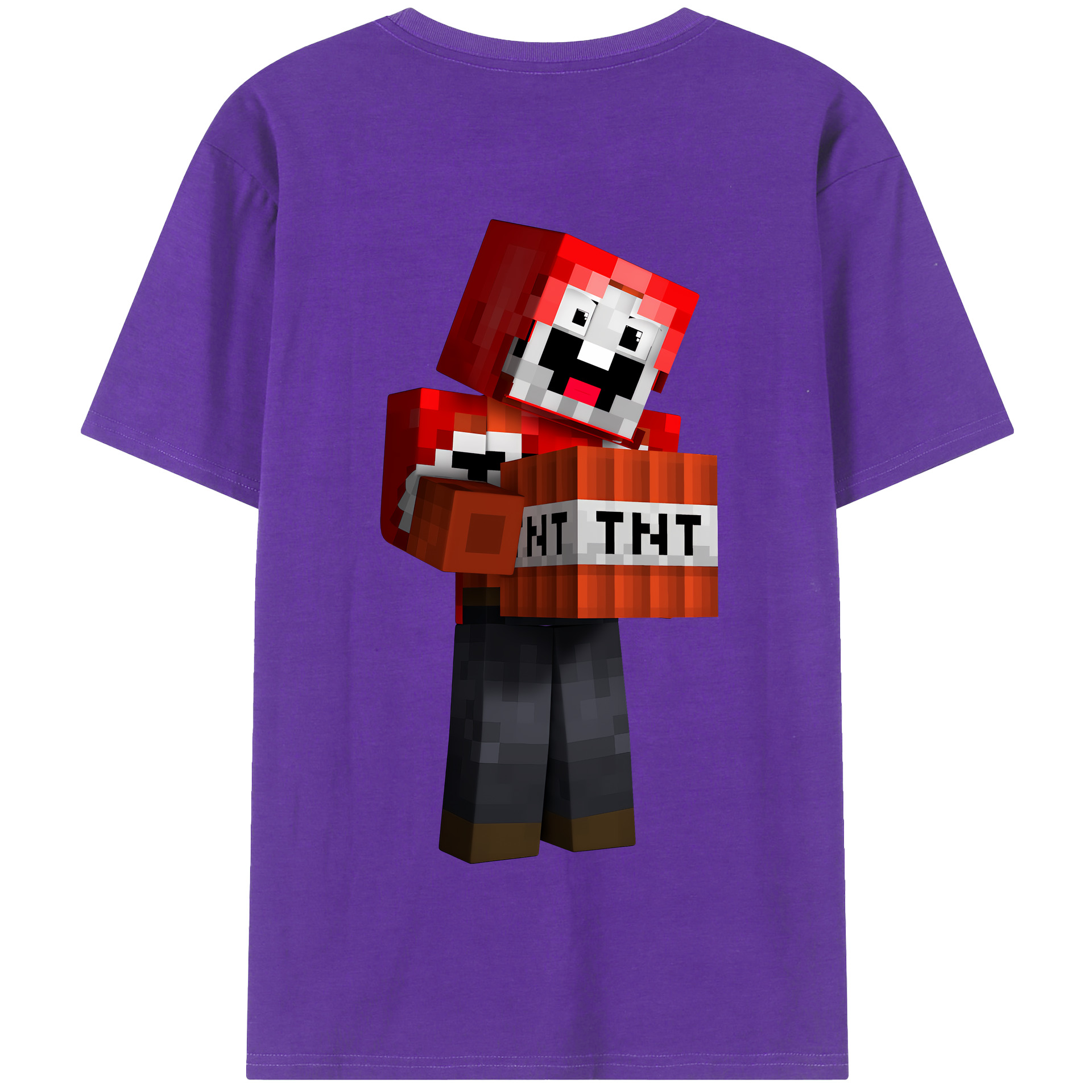 （画像用） マインクラフト ブロックの世界 Minecraft MC Block world 綿100％半袖Tシャツ（背面プリント）
