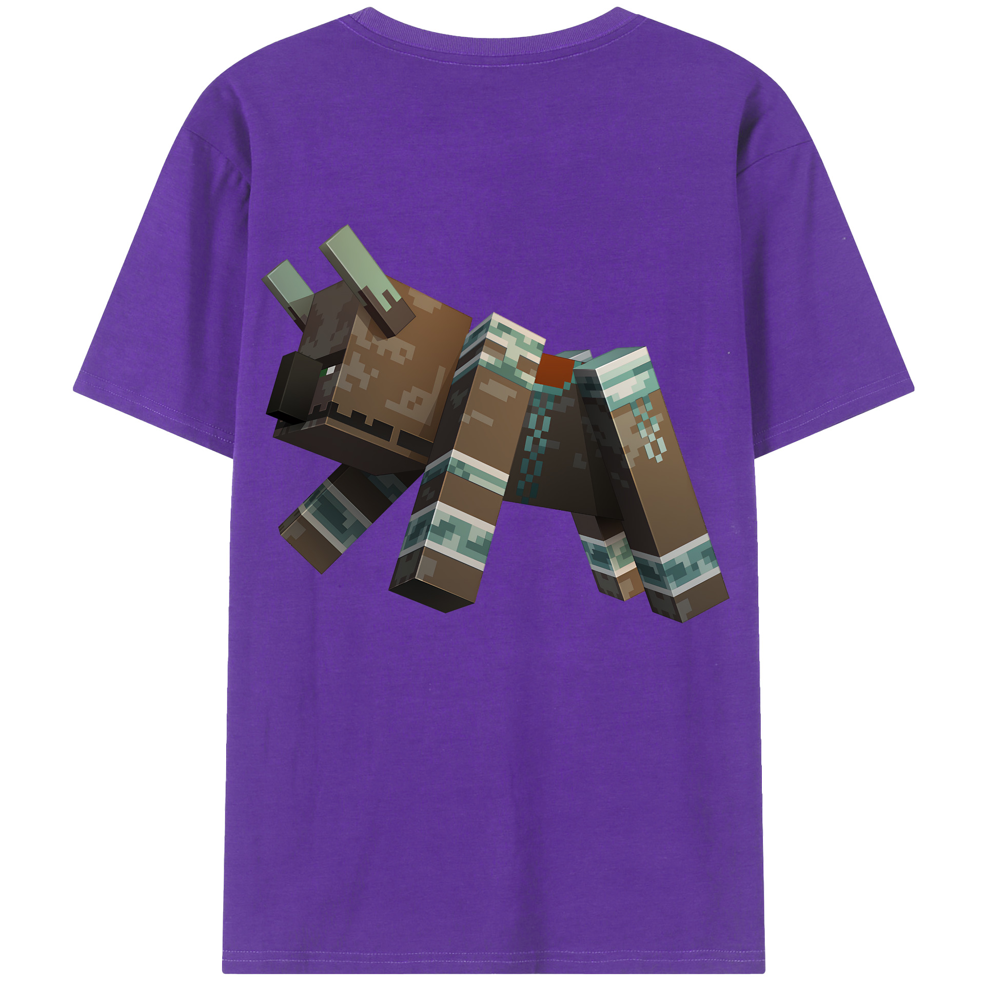 （画像用） マインクラフト ブロックの世界 Minecraft MC Block world 綿100％半袖Tシャツ（背面プリント）