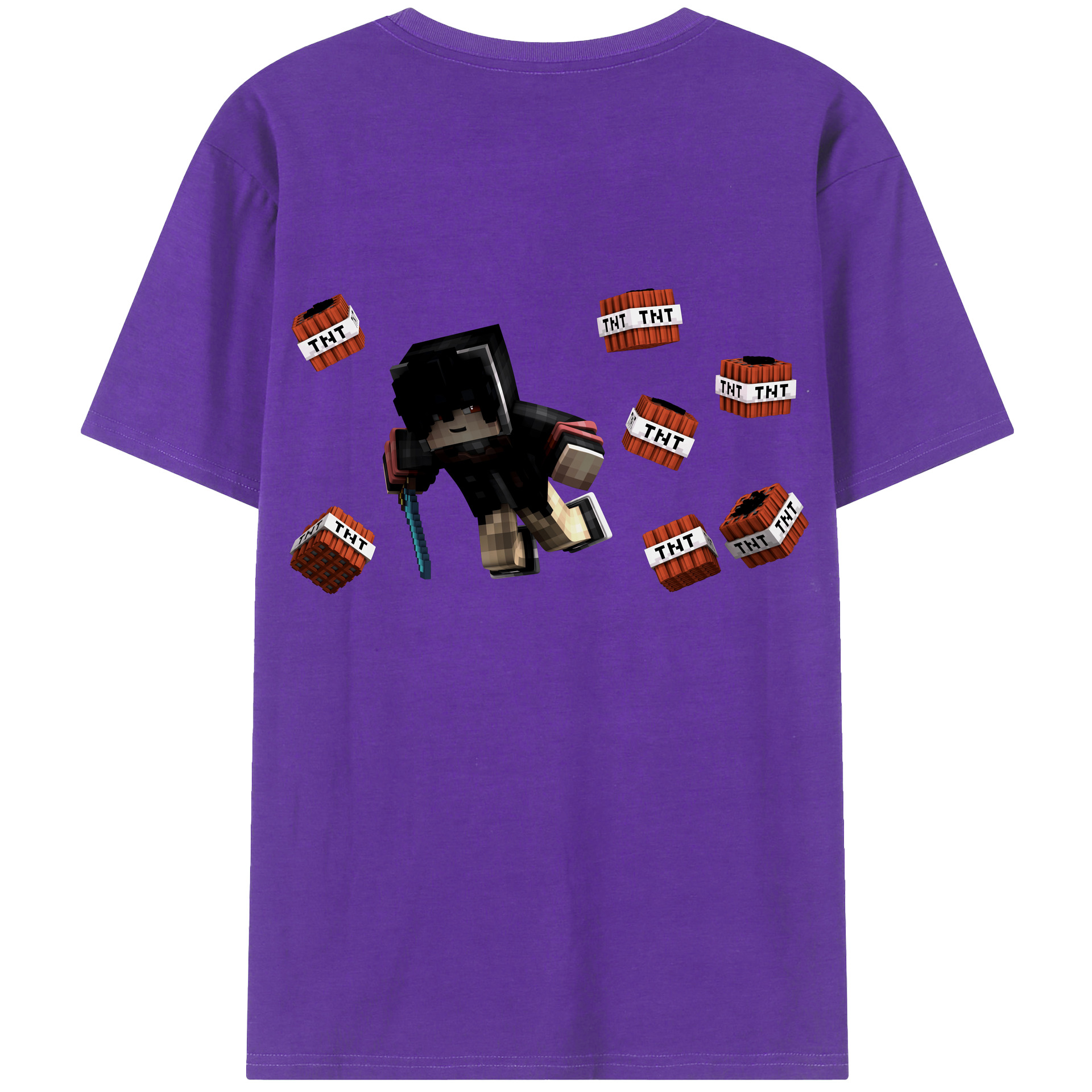 （画像用） マインクラフト ブロックの世界 Minecraft MC Block world 綿100％半袖Tシャツ（背面プリント）
