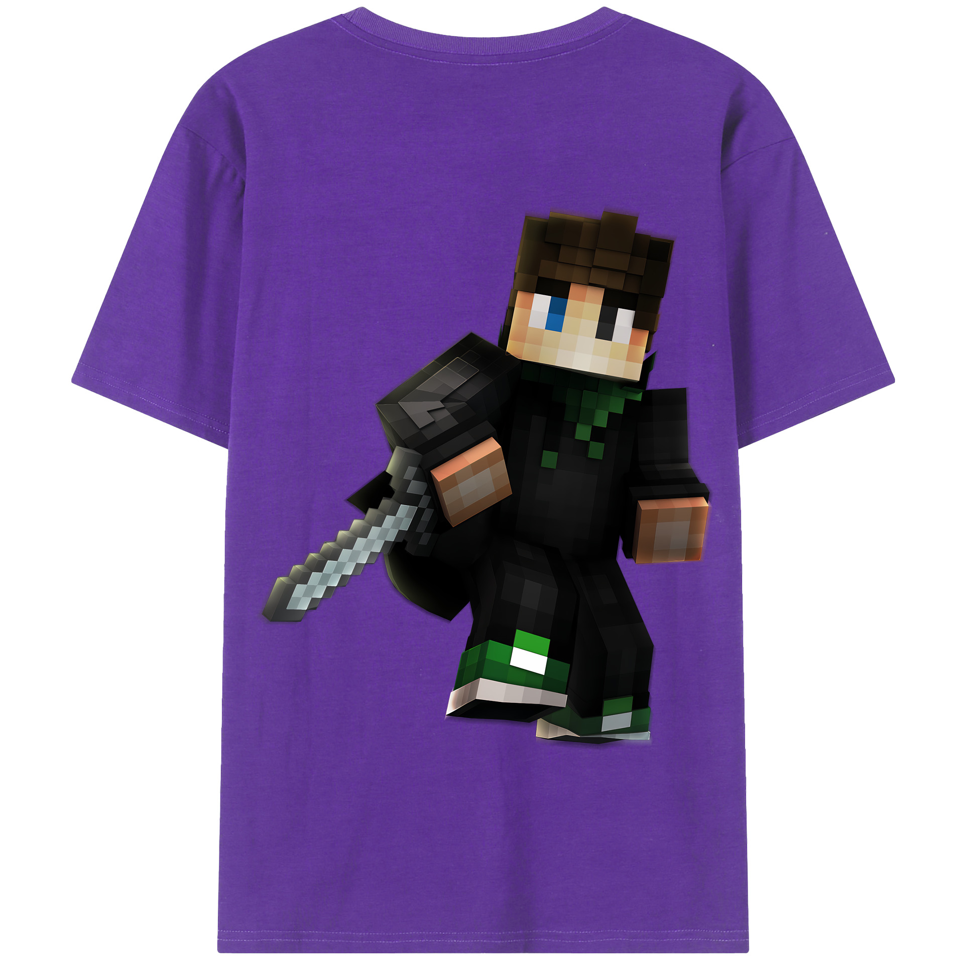 （画像用） マインクラフト ブロックの世界 Minecraft MC Block world 綿100％半袖Tシャツ（背面プリント）