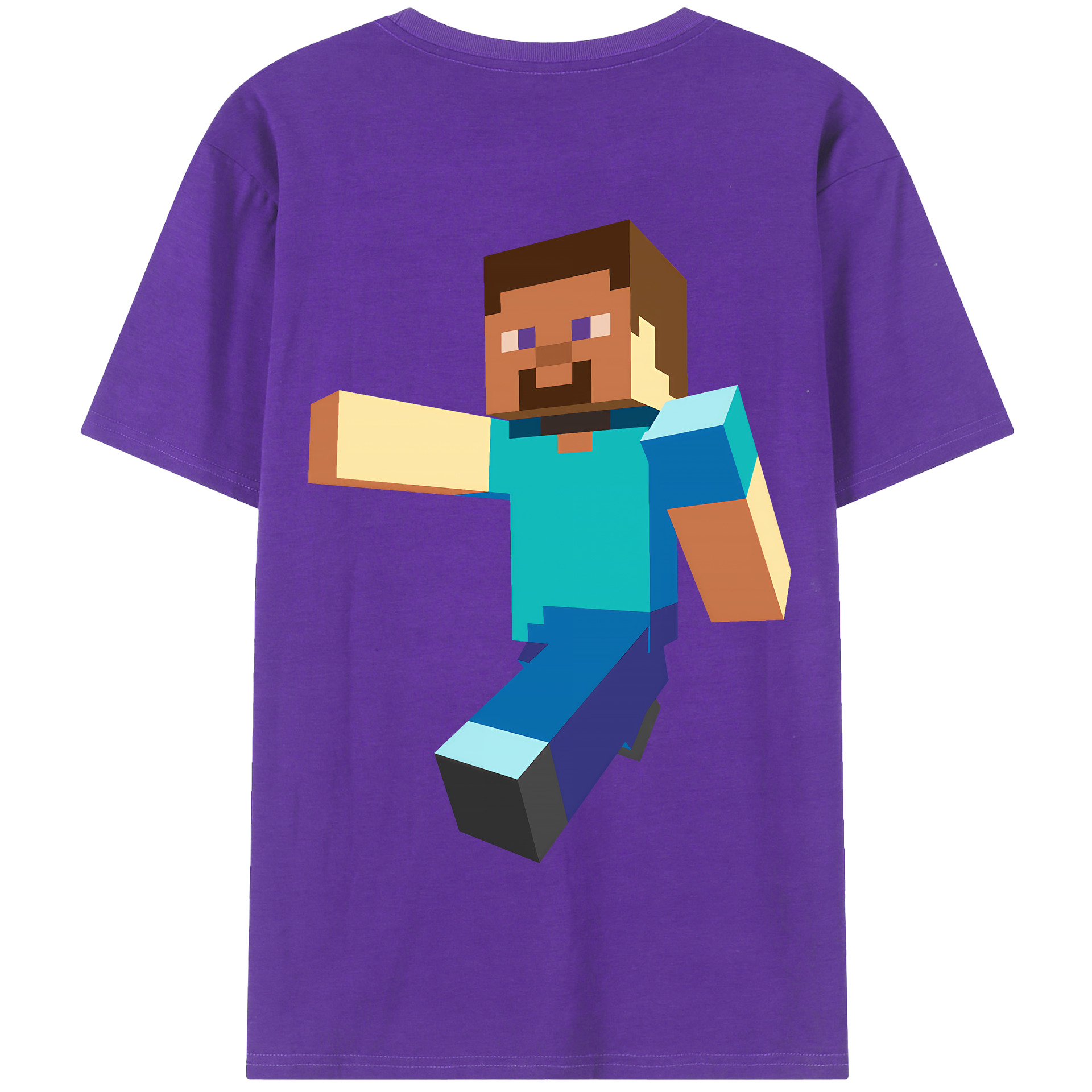 （画像用） マインクラフト ブロックの世界 Minecraft MC Block world 綿100％半袖Tシャツ（背面プリント）
