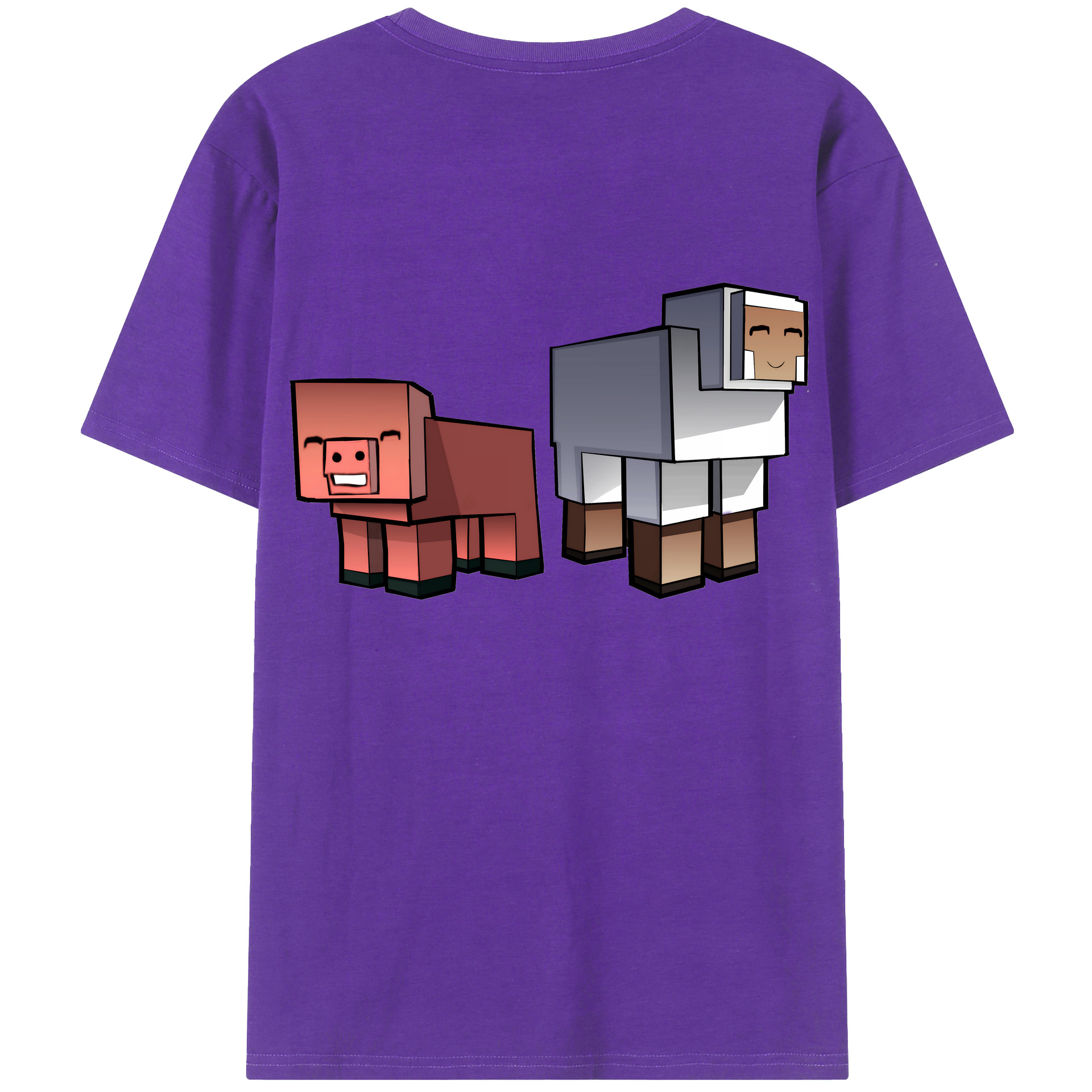 （画像用） マインクラフト ブロックの世界 Minecraft MC Block world 綿100％半袖Tシャツ（背面プリント）
