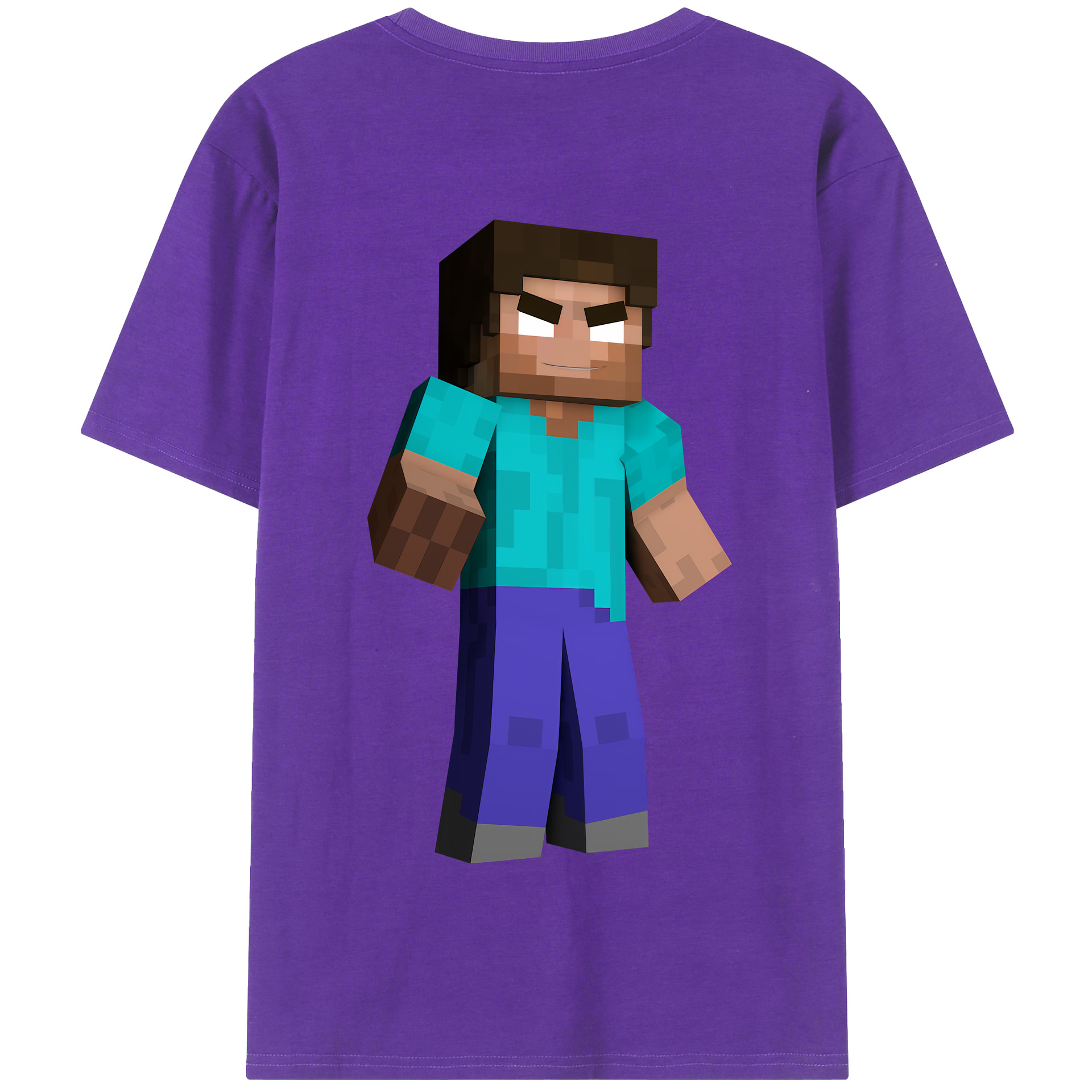 （画像用） マインクラフト ブロックの世界 Minecraft MC Block world 綿100％半袖Tシャツ（背面プリント）