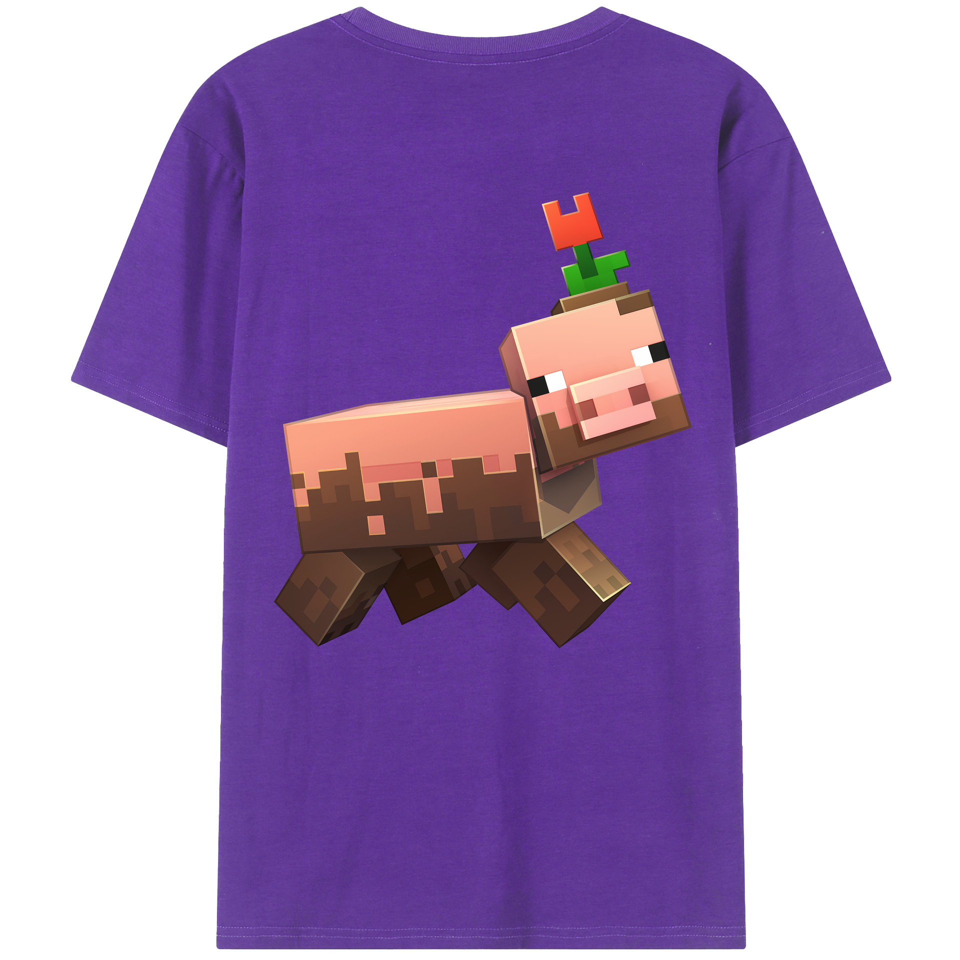（画像用） マインクラフト ブロックの世界 Minecraft MC Block world 綿100％半袖Tシャツ（背面プリント）