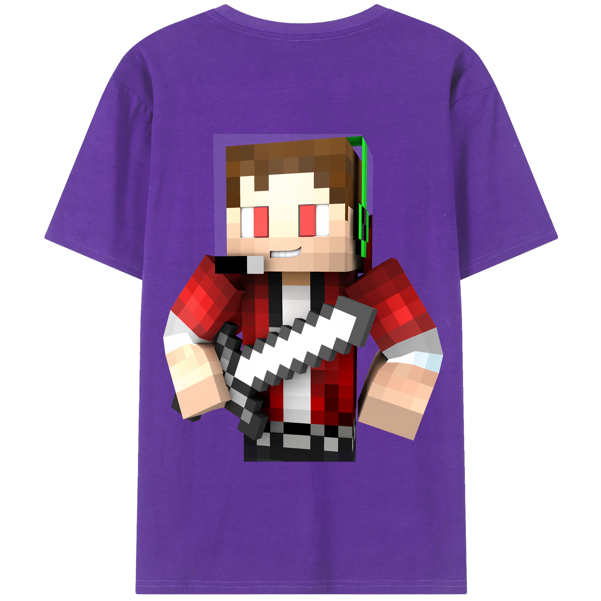 （画像用） マインクラフト ブロックの世界 Minecraft MC Block world 綿100％半袖Tシャツ（背面プリント）