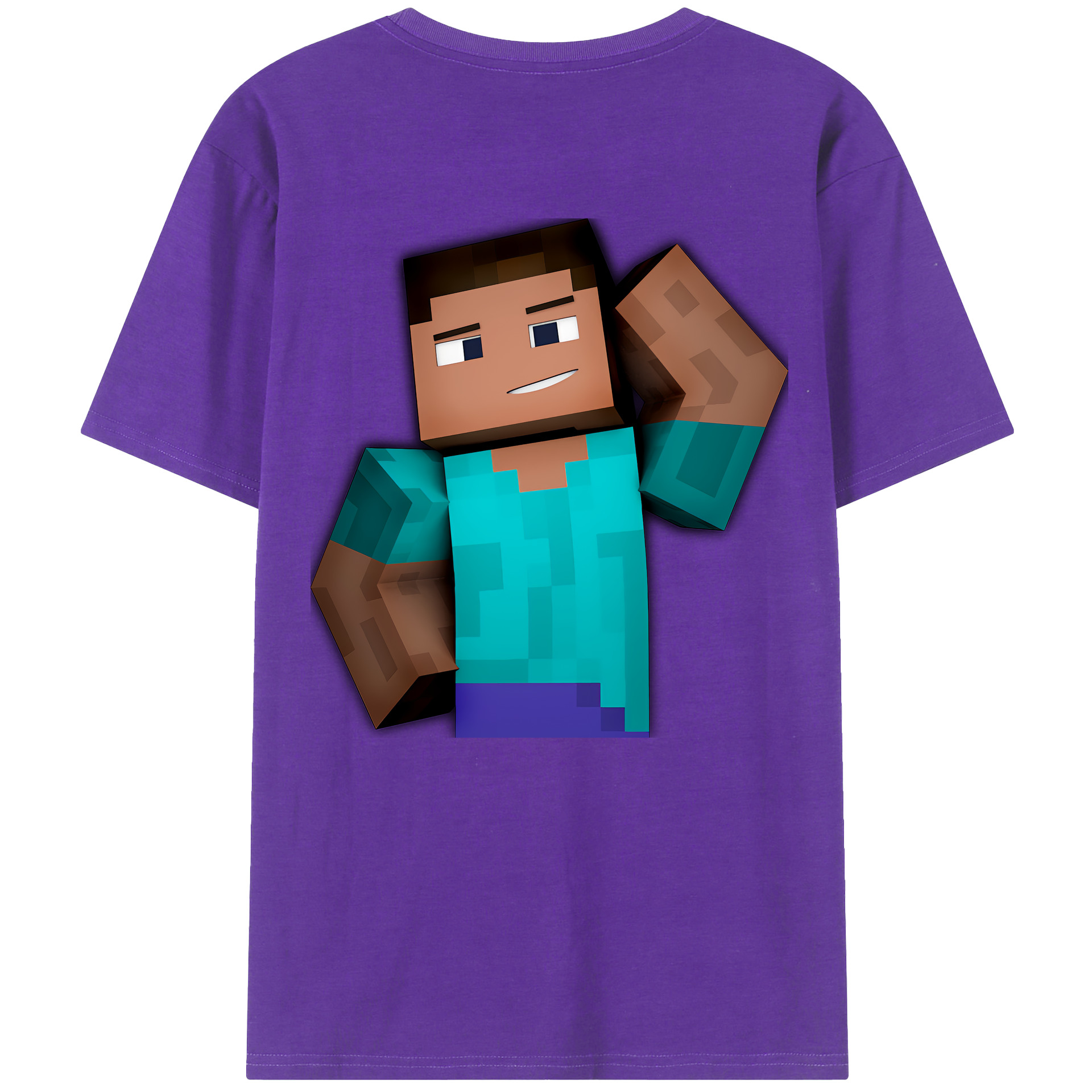 （画像用） マインクラフト ブロックの世界 Minecraft MC Block world 綿100％半袖Tシャツ（背面プリント）