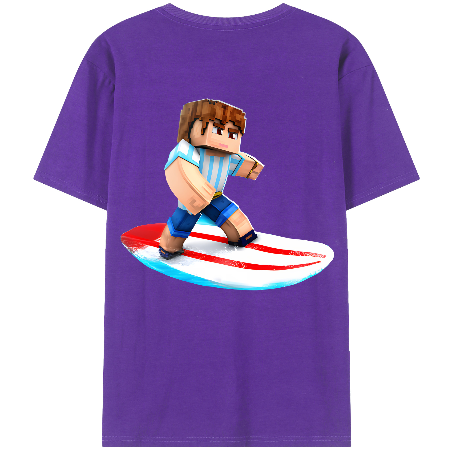 （画像用） マインクラフト ブロックの世界 Minecraft MC Block world 綿100％半袖Tシャツ（背面プリント）