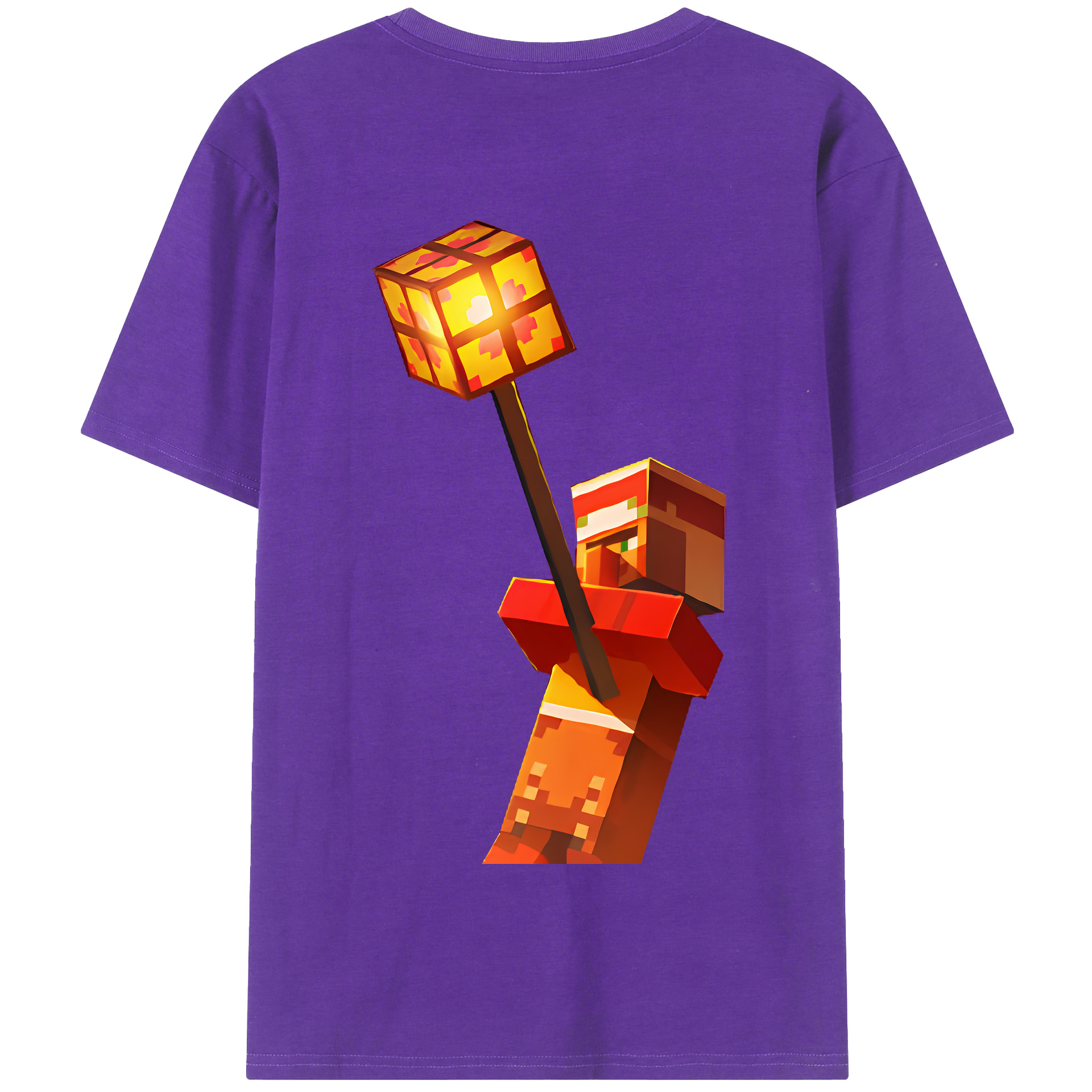 （画像用） マインクラフト ブロックの世界 Minecraft MC Block world 綿100％半袖Tシャツ（背面プリント）