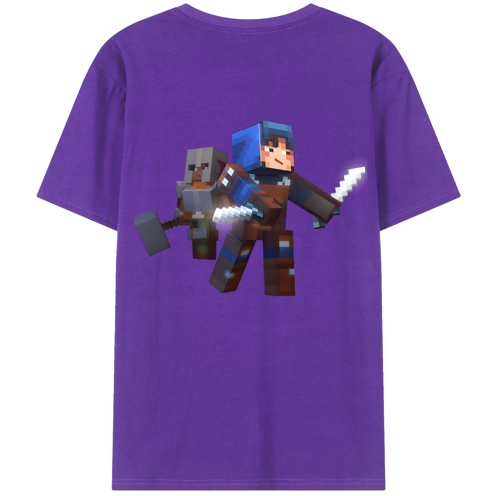 （画像用） マインクラフト ブロックの世界 Minecraft MC Block world 綿100％半袖Tシャツ（背面プリント）
