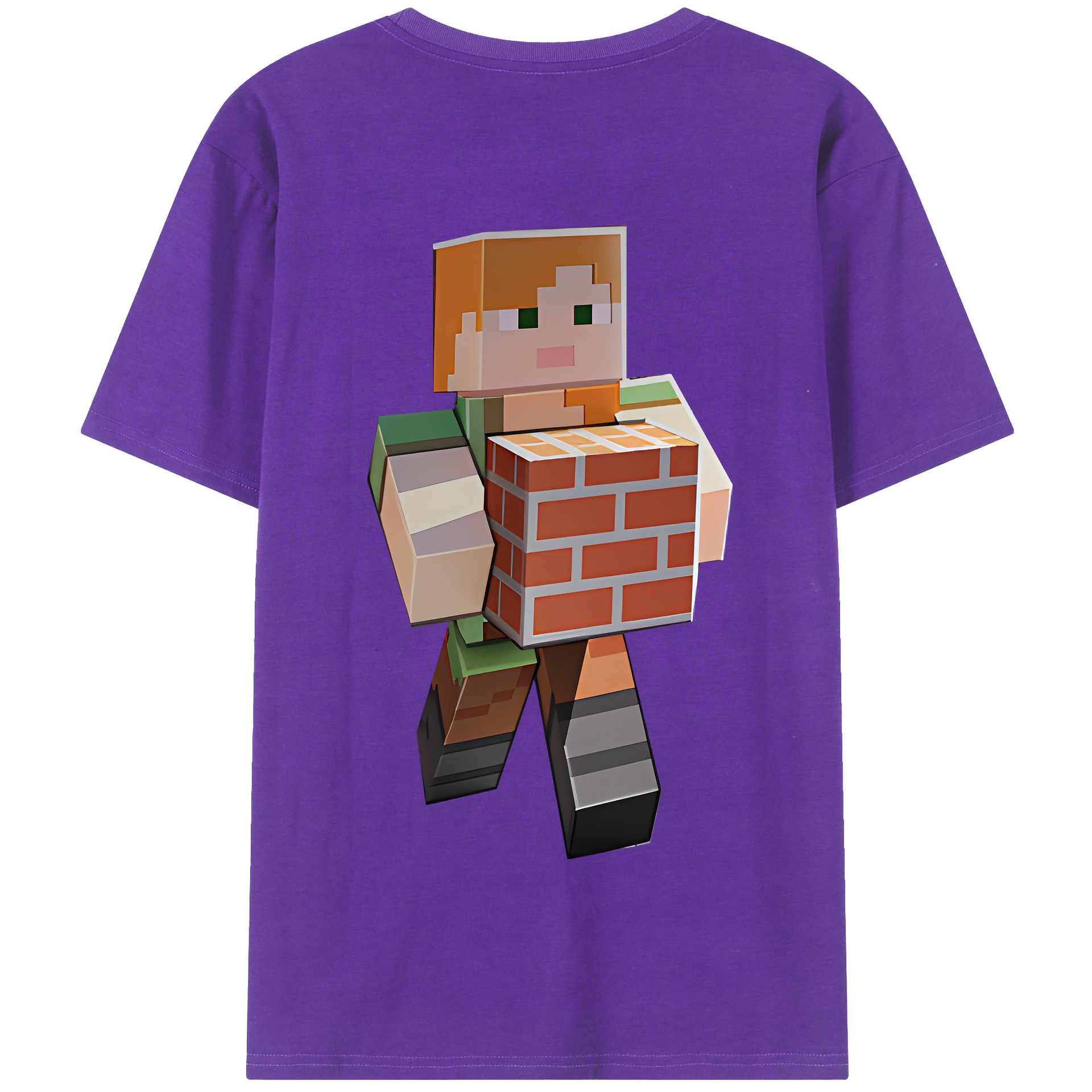 （画像用） マインクラフト ブロックの世界 Minecraft MC Block world 綿100％半袖Tシャツ（背面プリント）