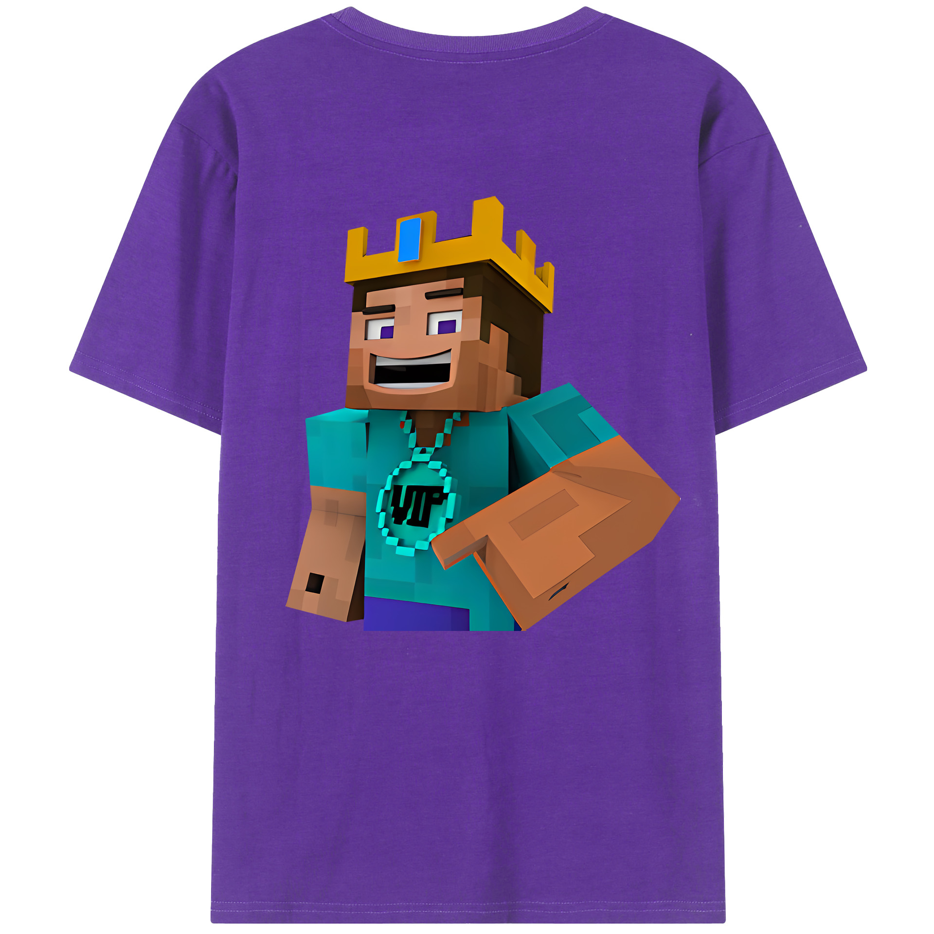 （画像用） マインクラフト ブロックの世界 Minecraft MC Block world 綿100％半袖Tシャツ（背面プリント）