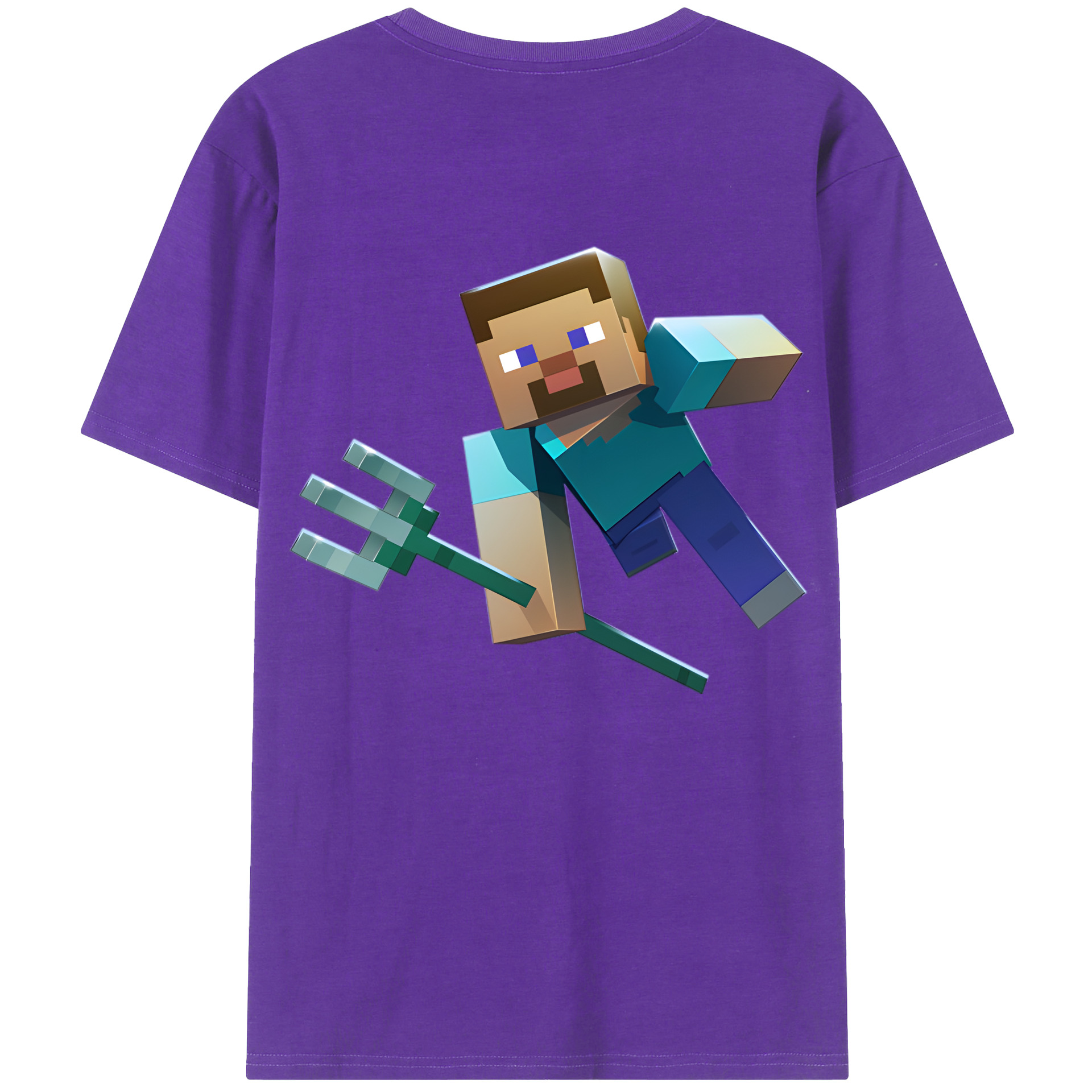 （画像用） マインクラフト ブロックの世界 Minecraft MC Block world 綿100％半袖Tシャツ（背面プリント）