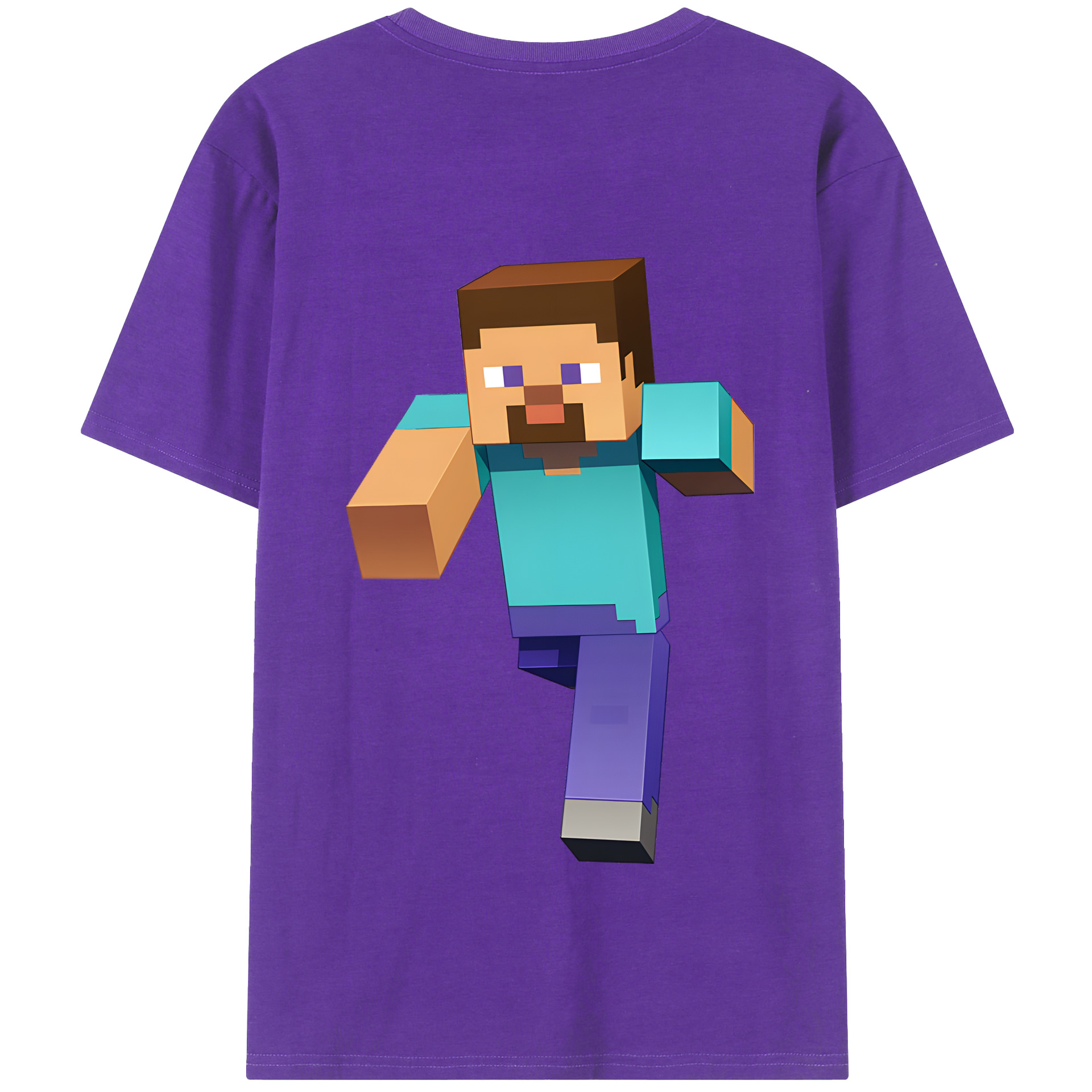 （画像用） マインクラフト ブロックの世界 Minecraft MC Block world 綿100％半袖Tシャツ（背面プリント）