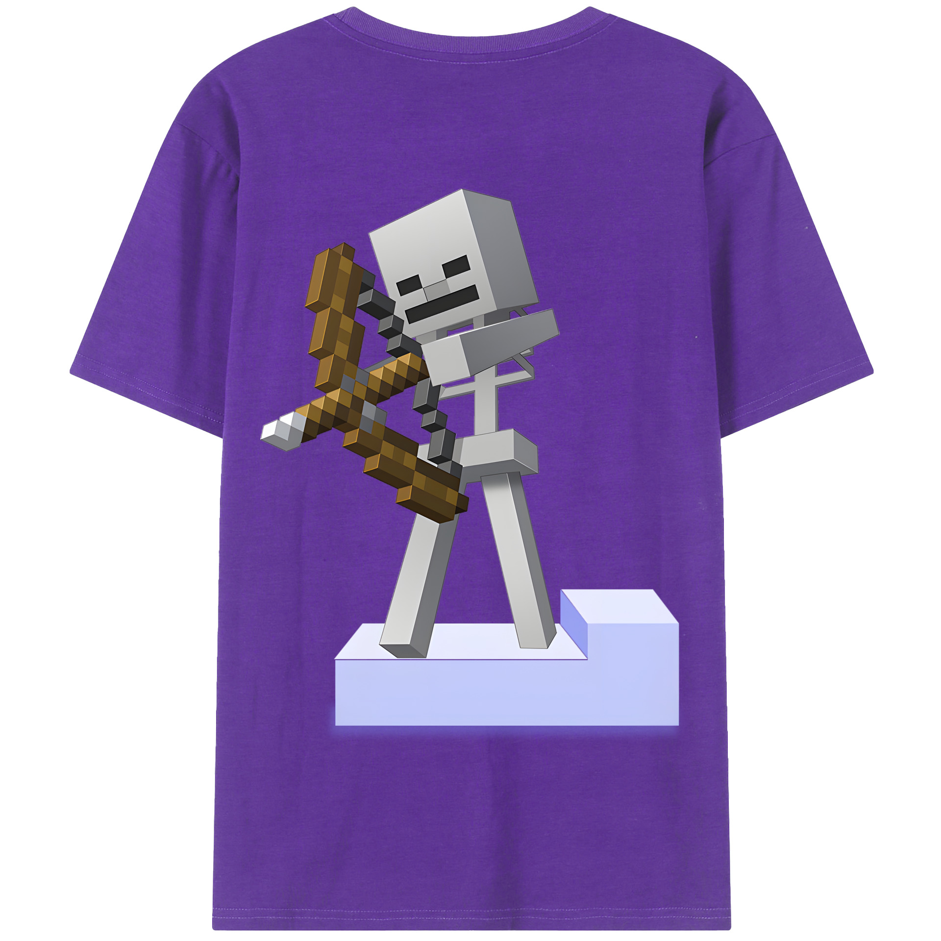 （画像用） マインクラフト ブロックの世界 Minecraft MC Block world 綿100％半袖Tシャツ（背面プリント）