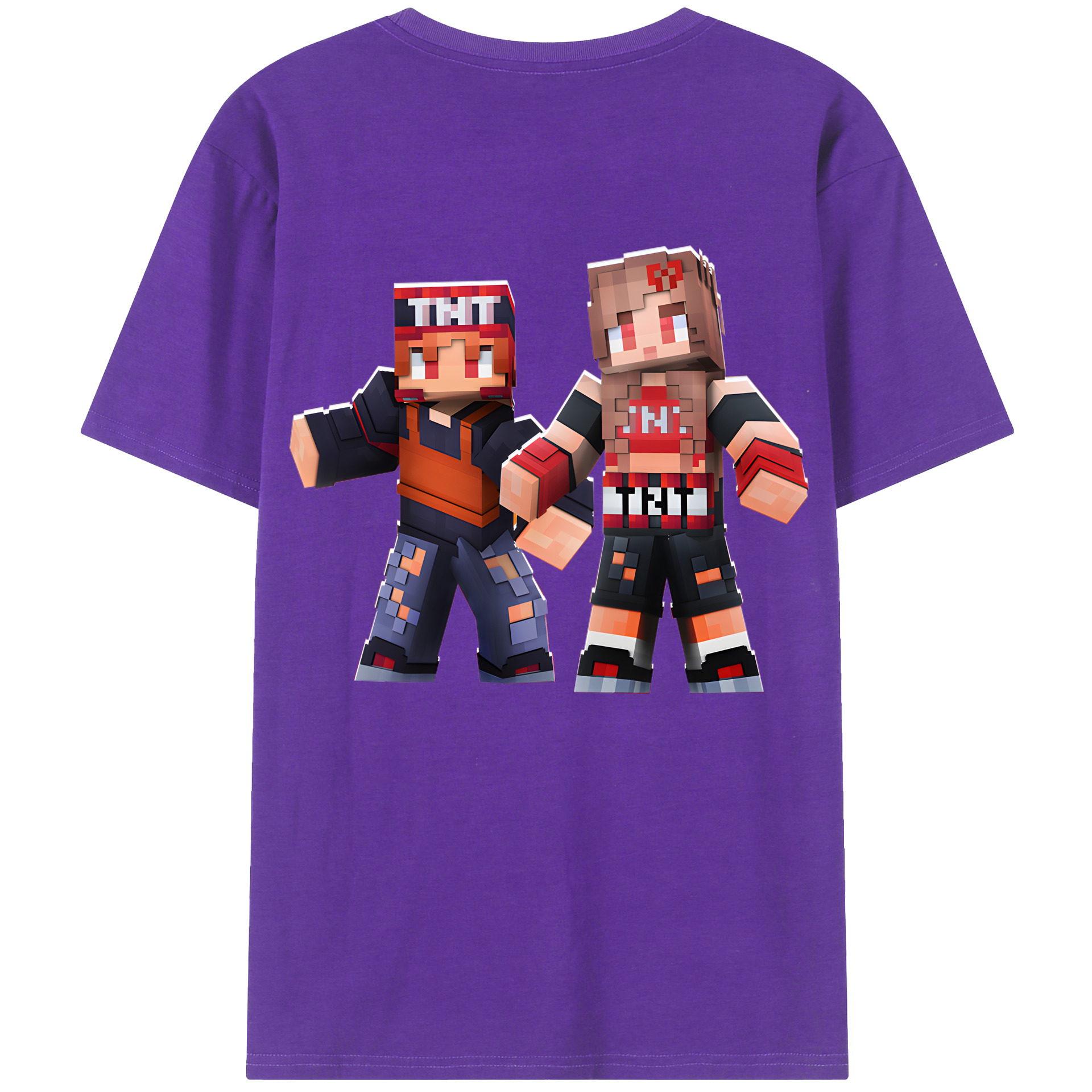 （画像用） マインクラフト ブロックの世界 Minecraft MC Block world 綿100％半袖Tシャツ（背面プリント）