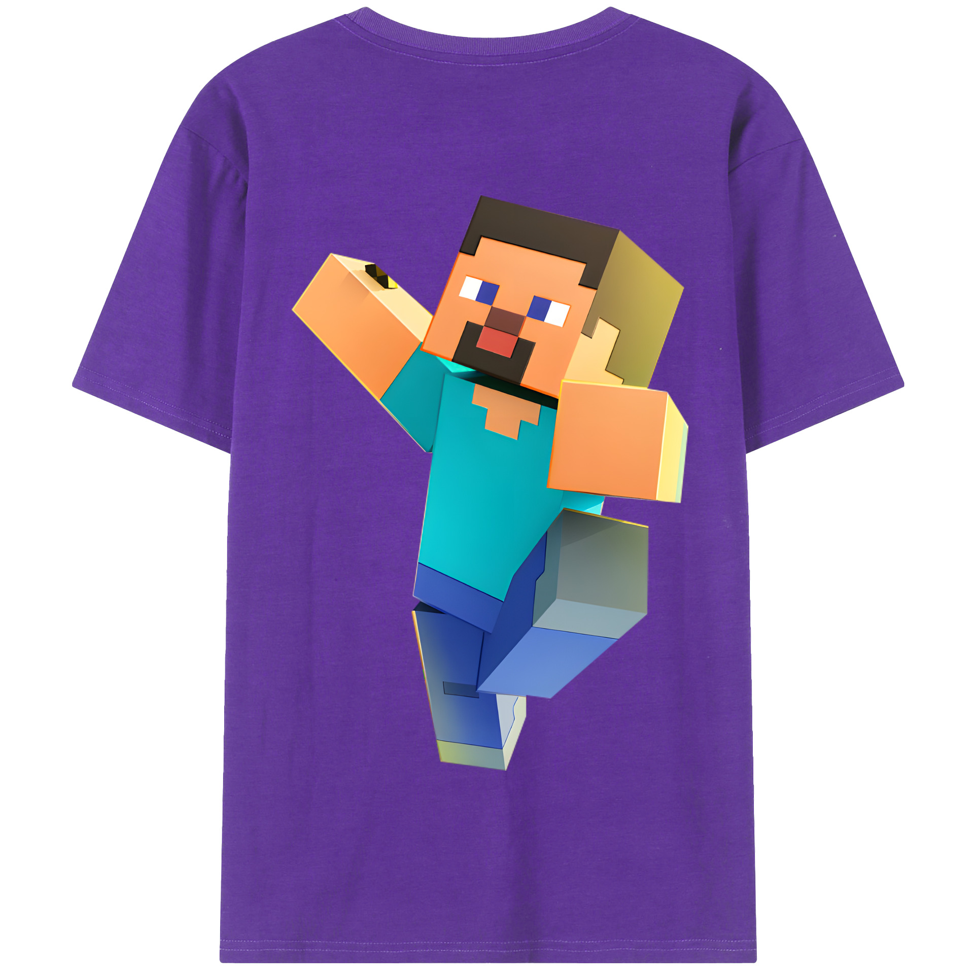 （画像用） マインクラフト ブロックの世界 Minecraft MC Block world 綿100％半袖Tシャツ（背面プリント）