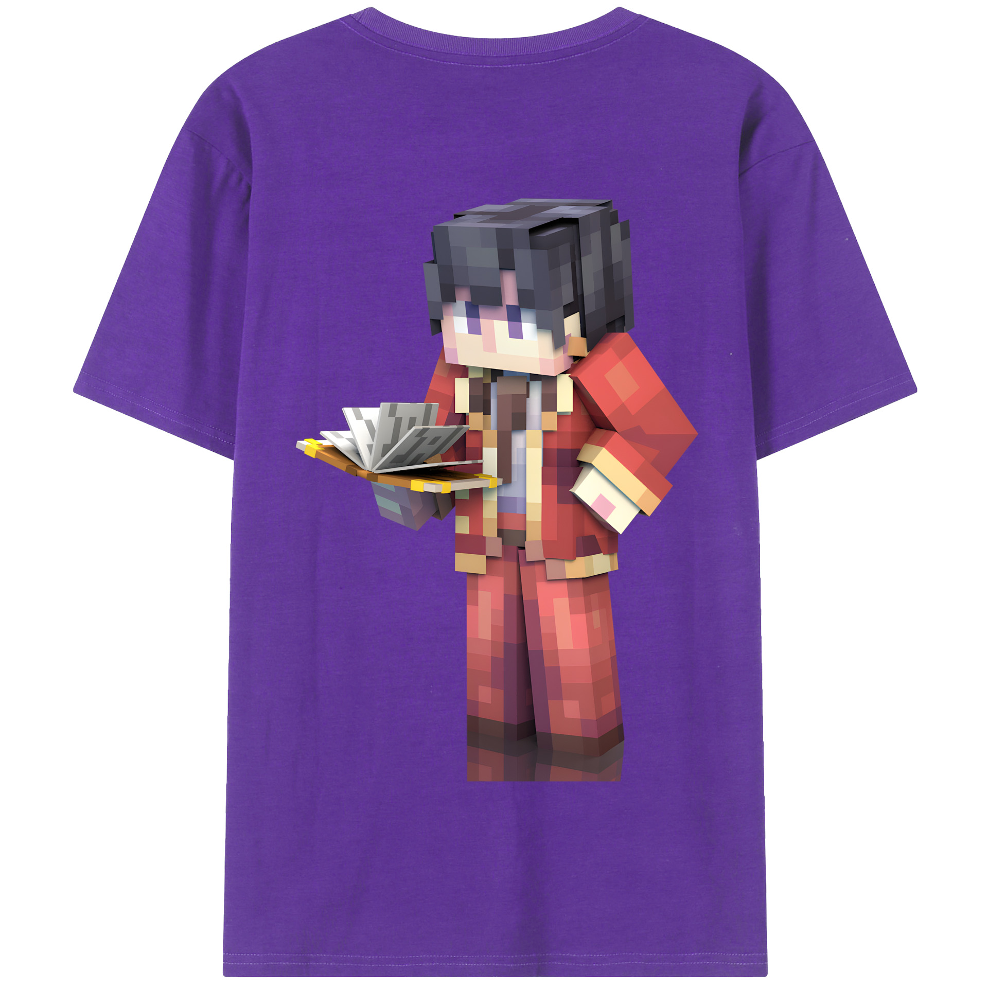 （画像用） マインクラフト ブロックの世界 Minecraft MC Block world 綿100％半袖Tシャツ（背面プリント）