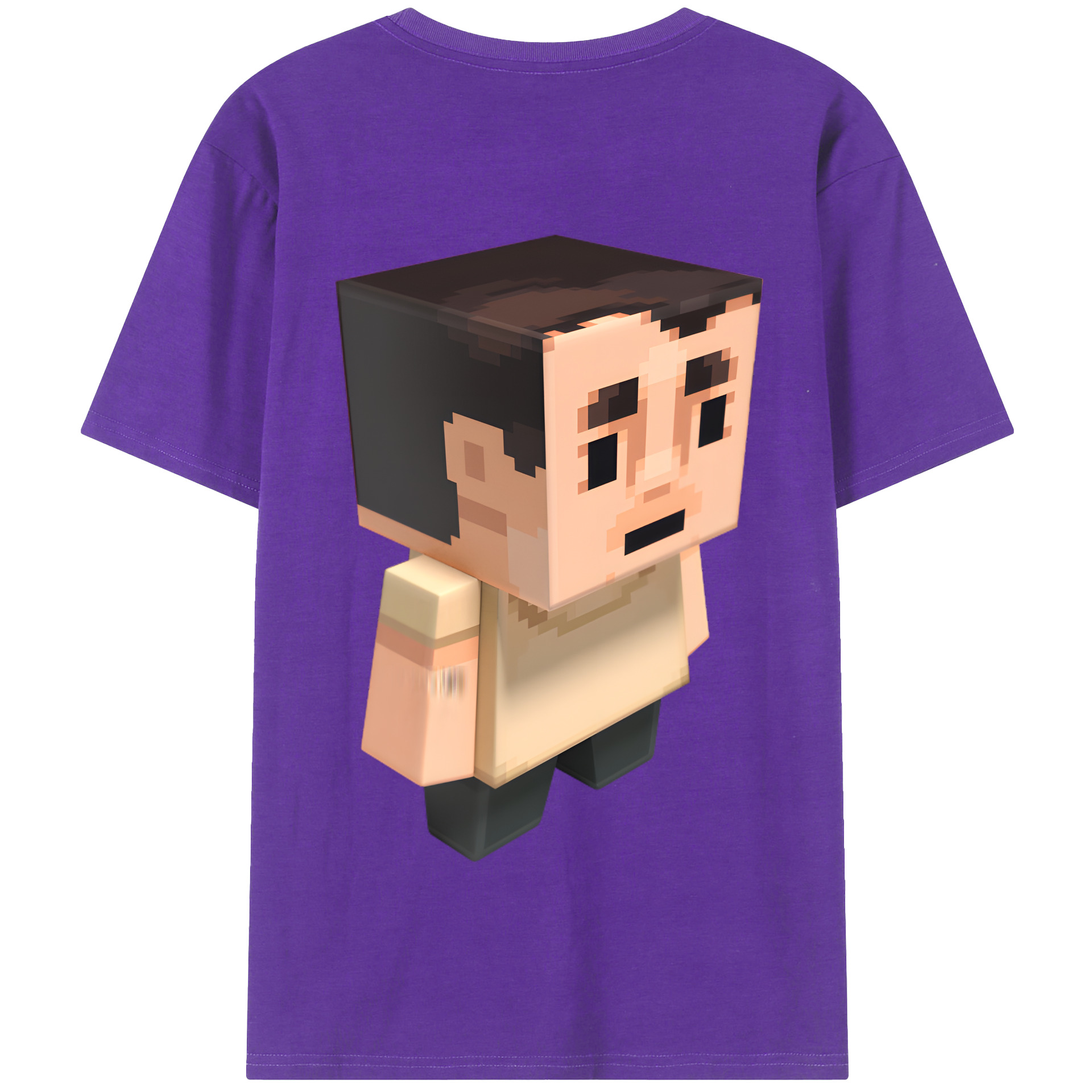 （画像用） マインクラフト ブロックの世界 Minecraft MC Block world 綿100％半袖Tシャツ（背面プリント）