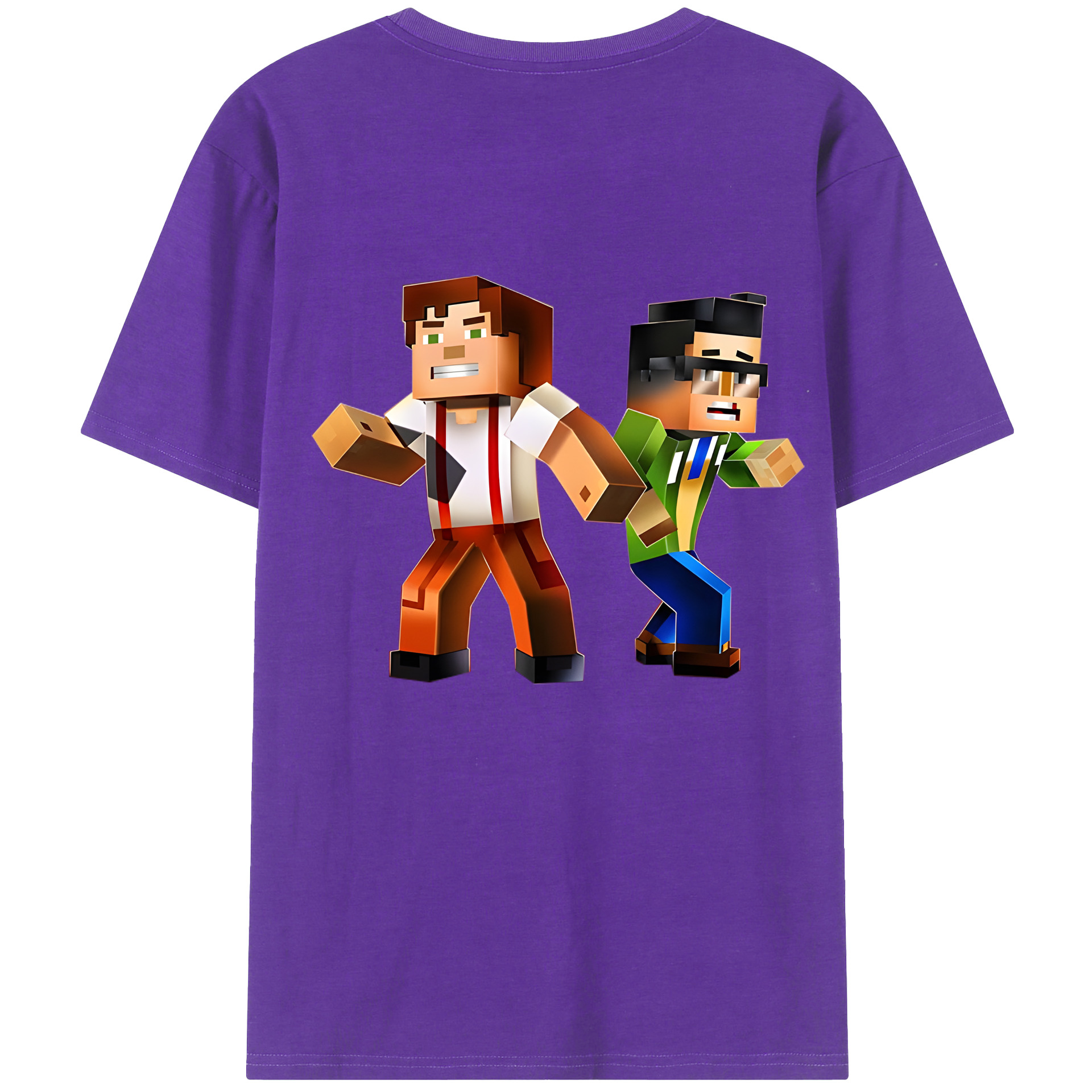 （画像用） マインクラフト ブロックの世界 Minecraft MC Block world 綿100％半袖Tシャツ（背面プリント）