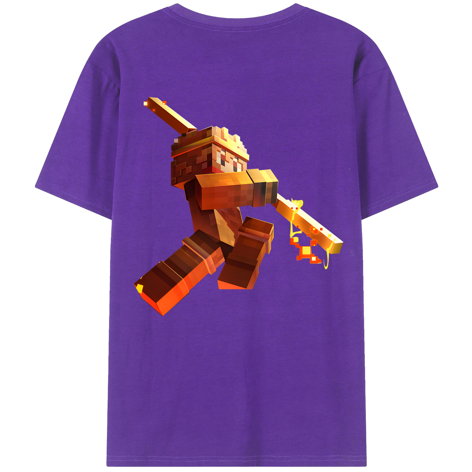 （画像用） マインクラフト ブロックの世界 Minecraft MC Block world 綿100％半袖Tシャツ（背面プリント）